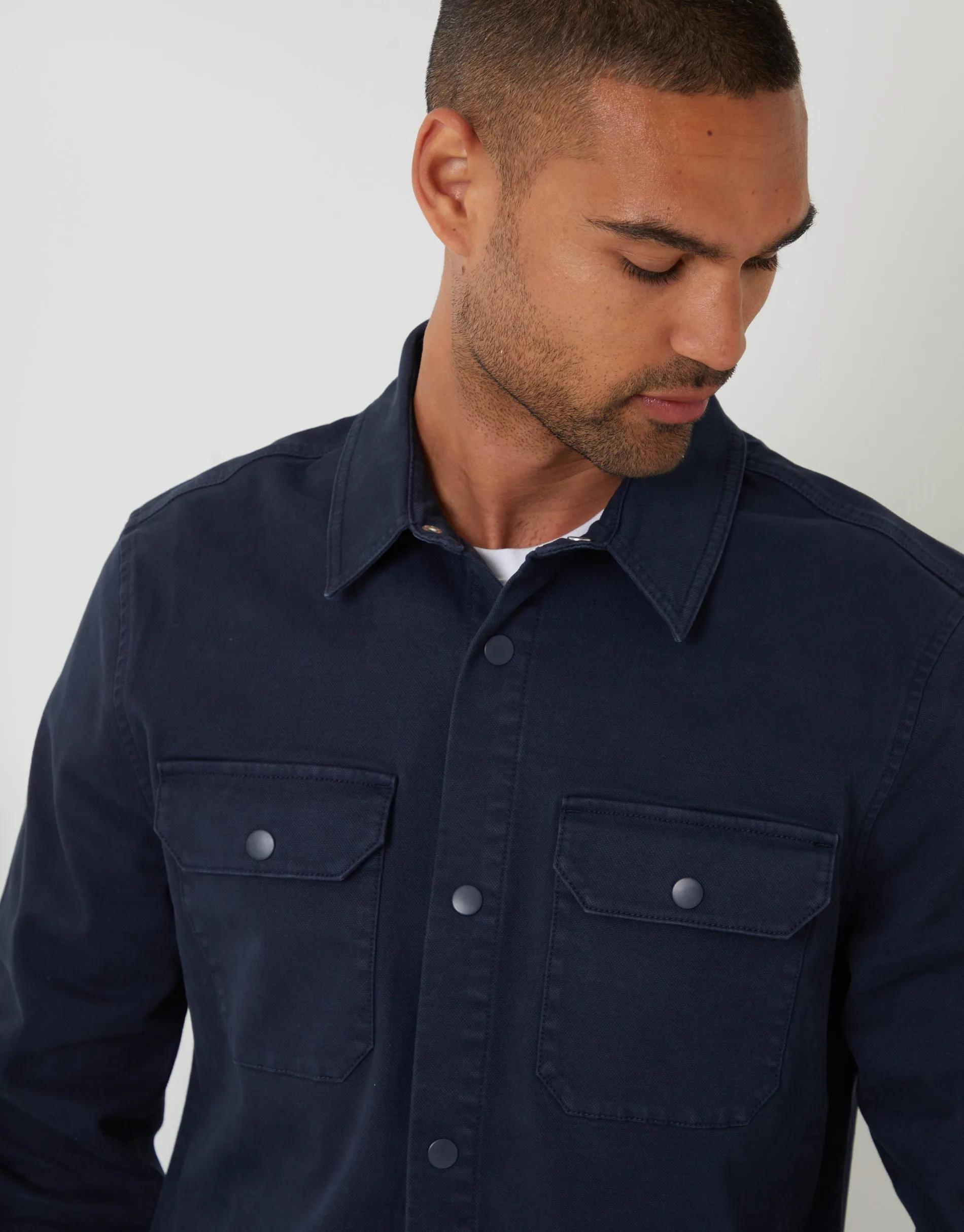 Navy Snap Fastening Shacket sold by Threadbare product image thumbnail 4