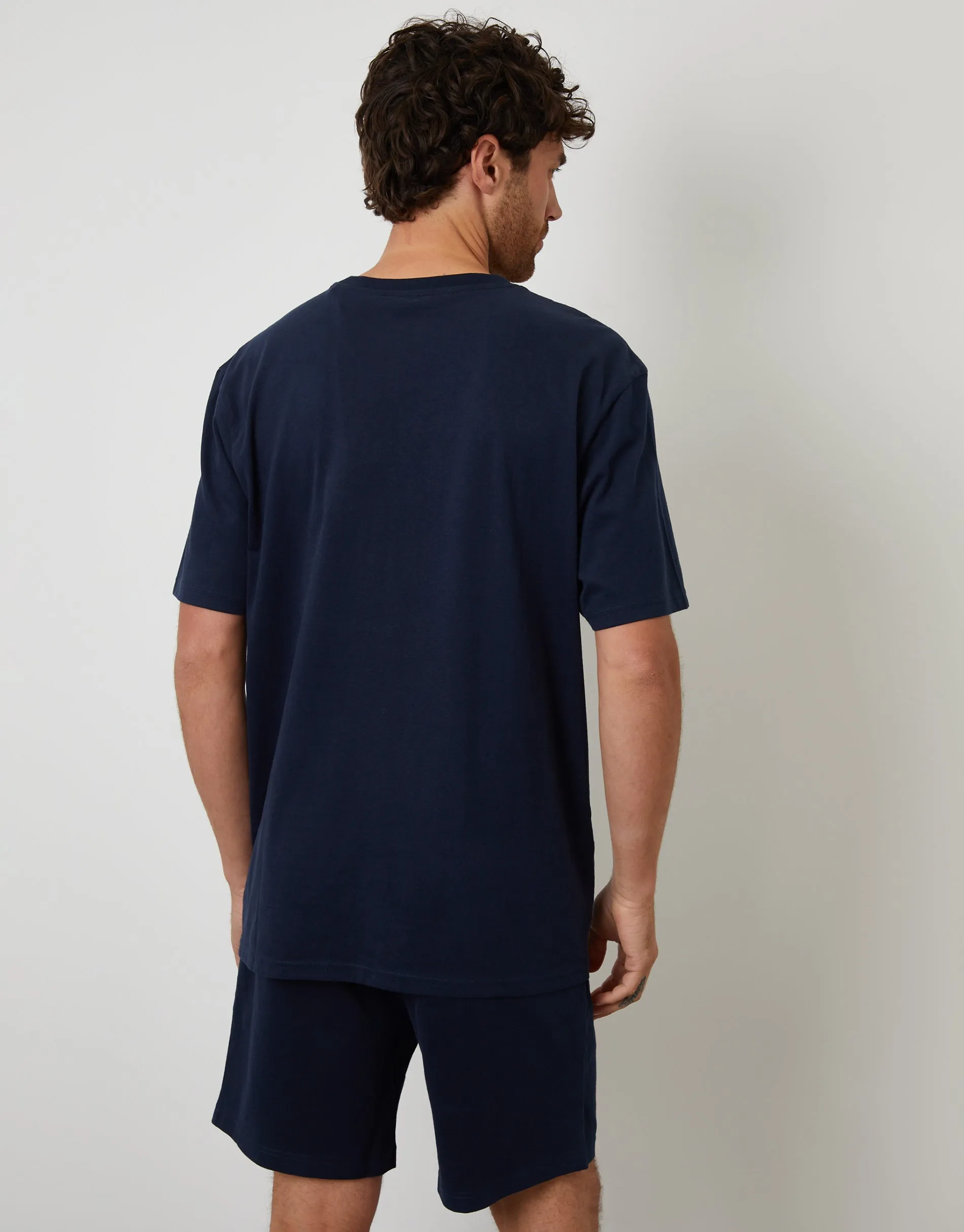 Navy Relaxed Fit Peached Cotton Shortie Lounge Set (2-Piece Set) sold by Threadbare product image thumbnail 2