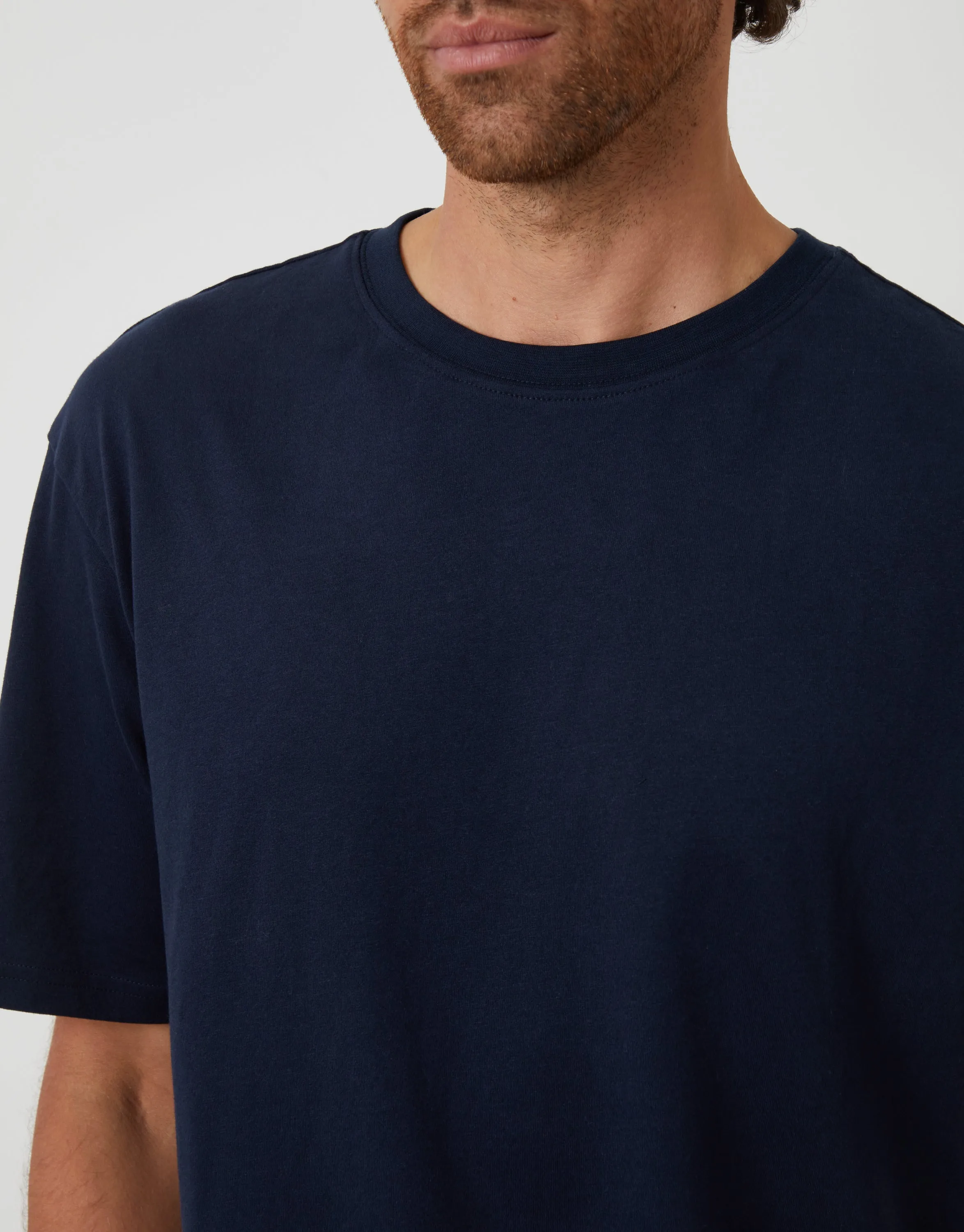 Navy Relaxed Fit Peached Cotton Shortie Lounge Set (2-Piece Set) sold by Threadbare product image thumbnail 4