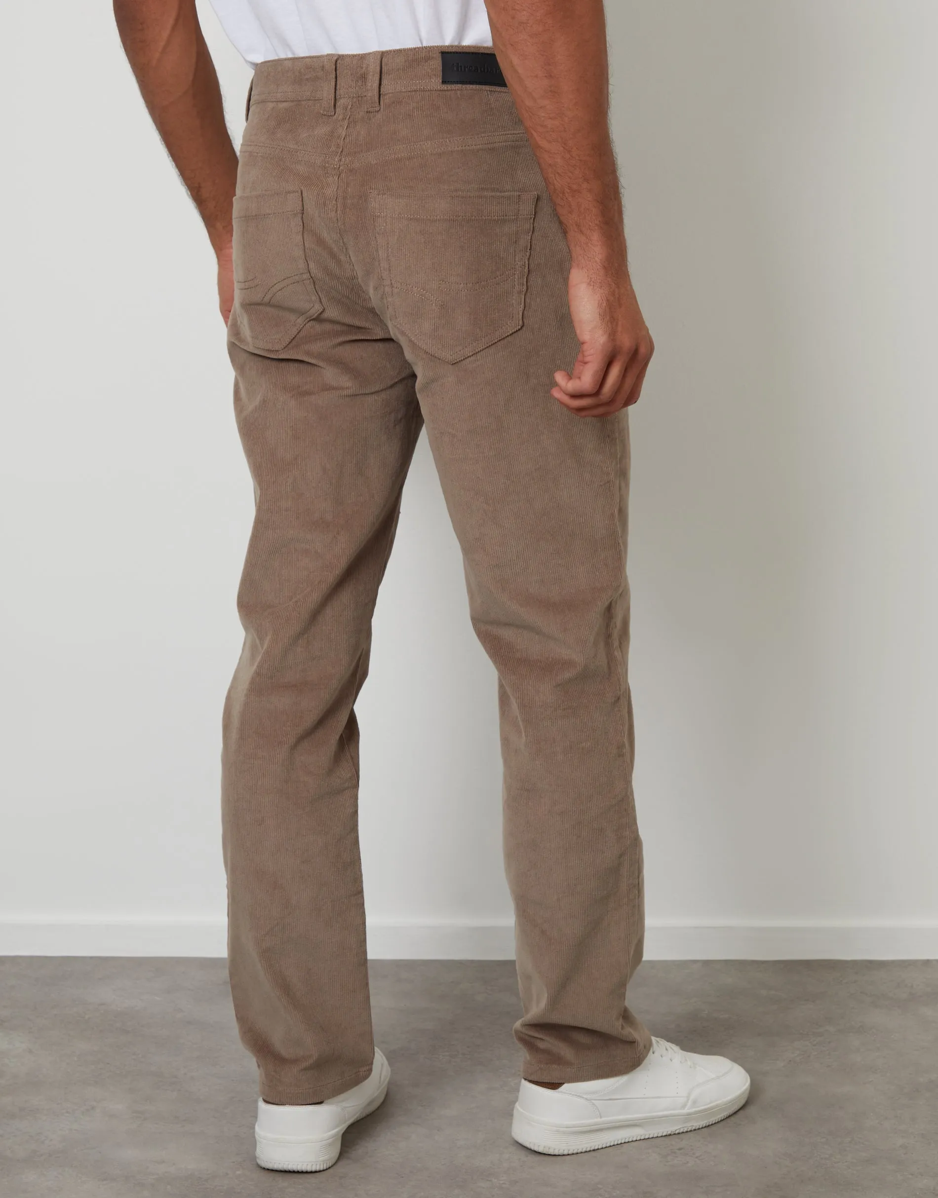 Taupe Straight Leg 5 Pocket Stretch Corduroy Trousers sold by Threadbare product image thumbnail 2