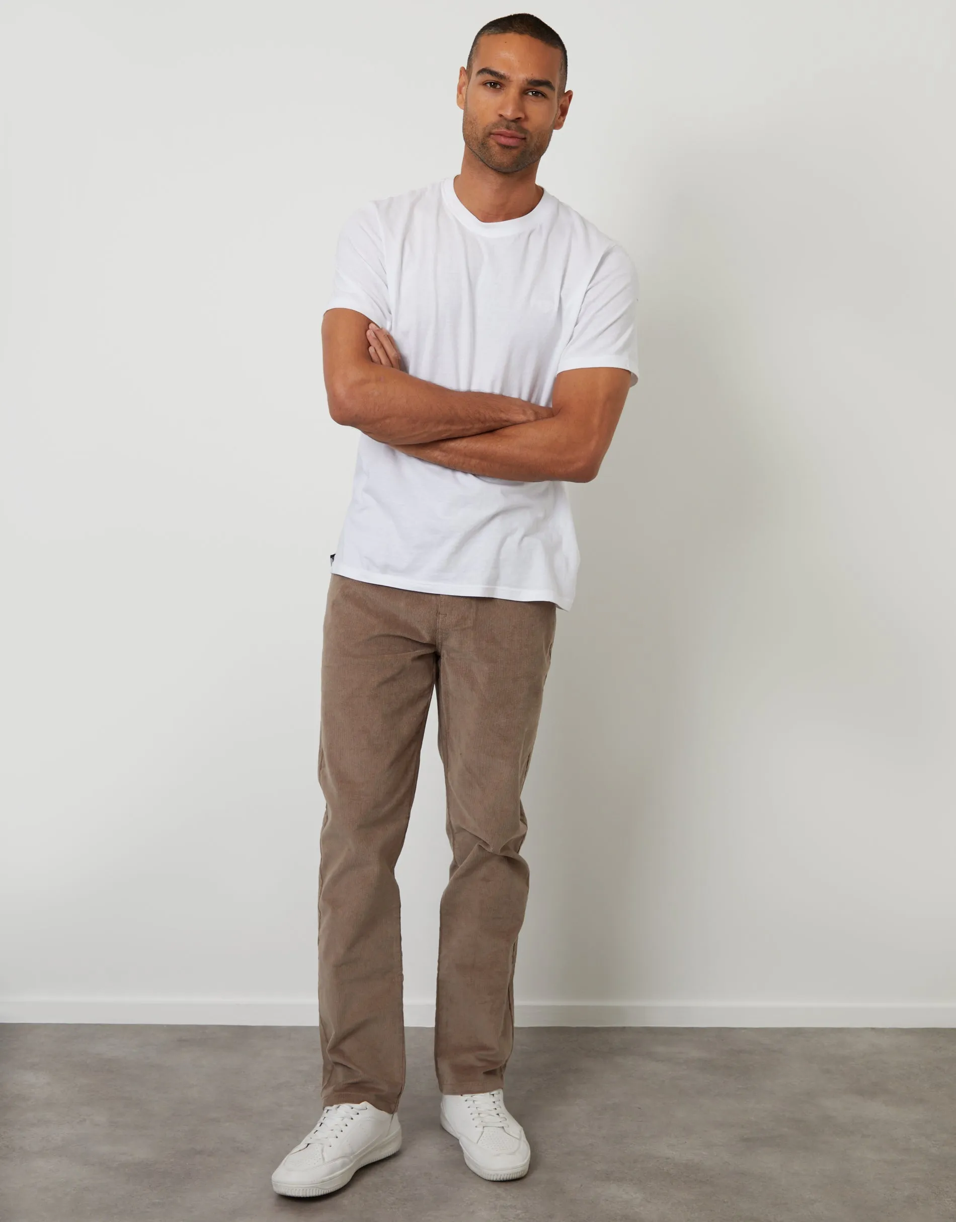 Taupe Straight Leg 5 Pocket Stretch Corduroy Trousers sold by Threadbare product image thumbnail 3