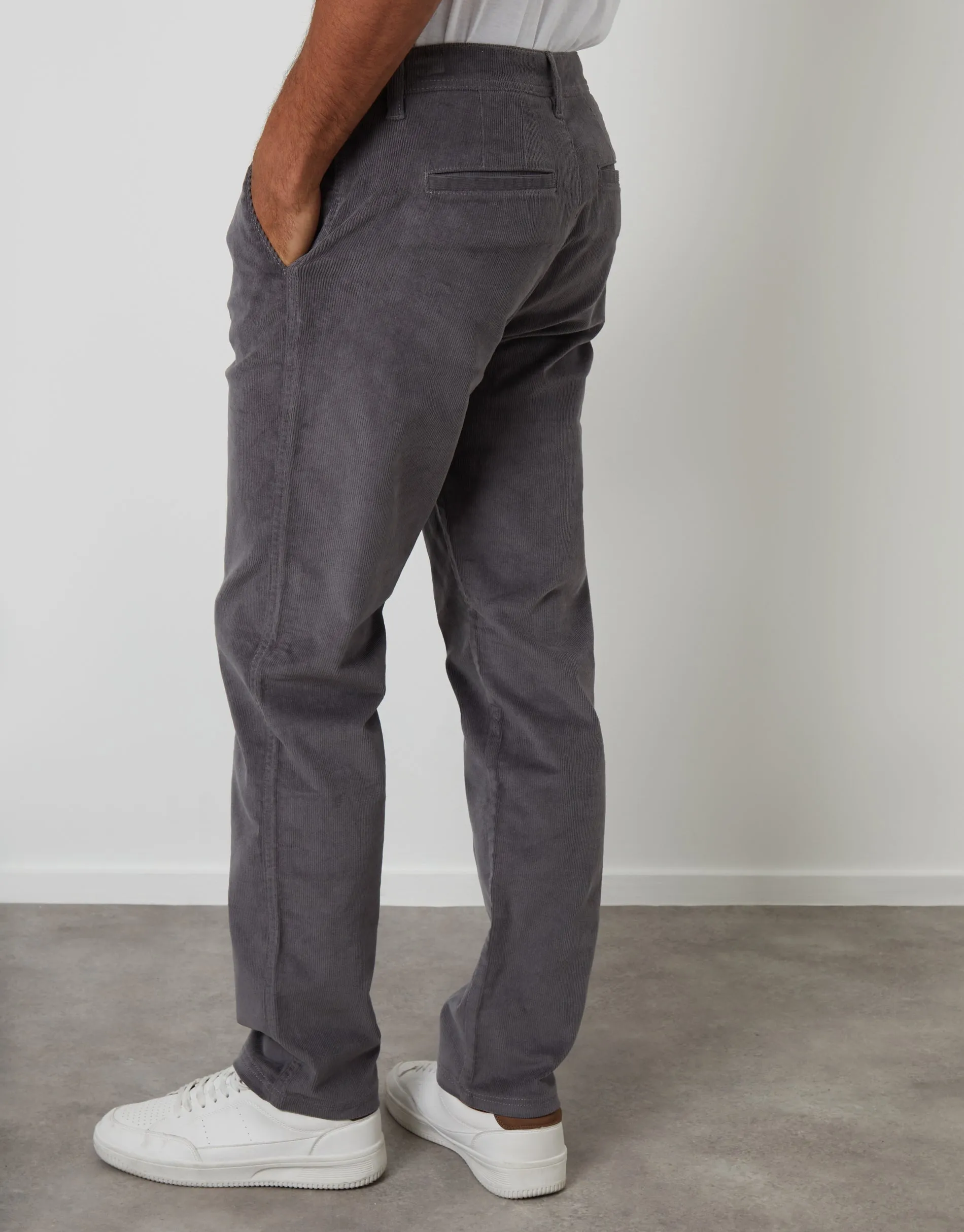 Slate Grey Straight Leg Stretch Corduroy Trousers sold by Threadbare product image thumbnail 2