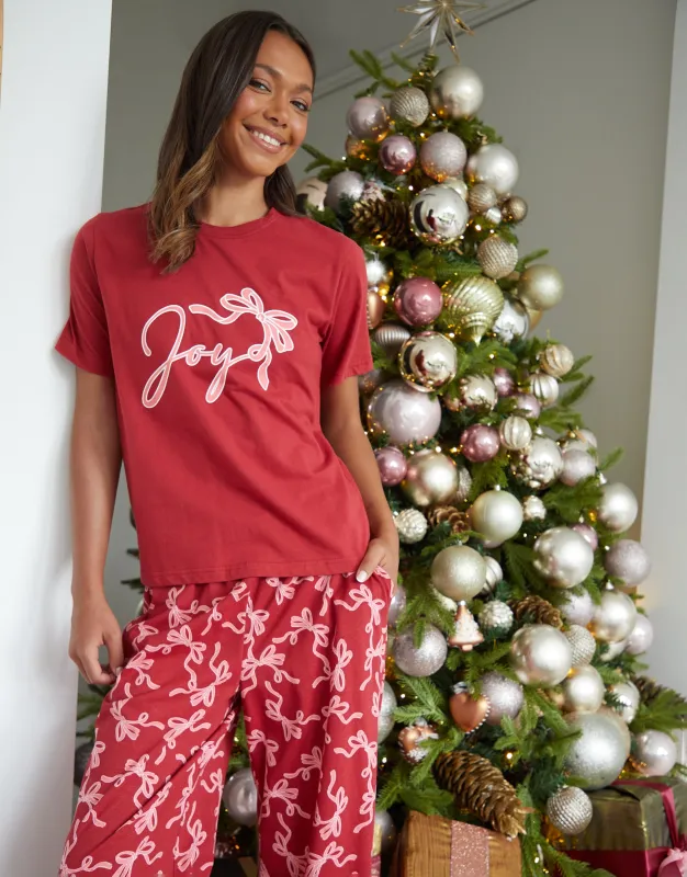 Red Bow Graphic Print Pyjamas (2-Piece Set) sold by Threadbare