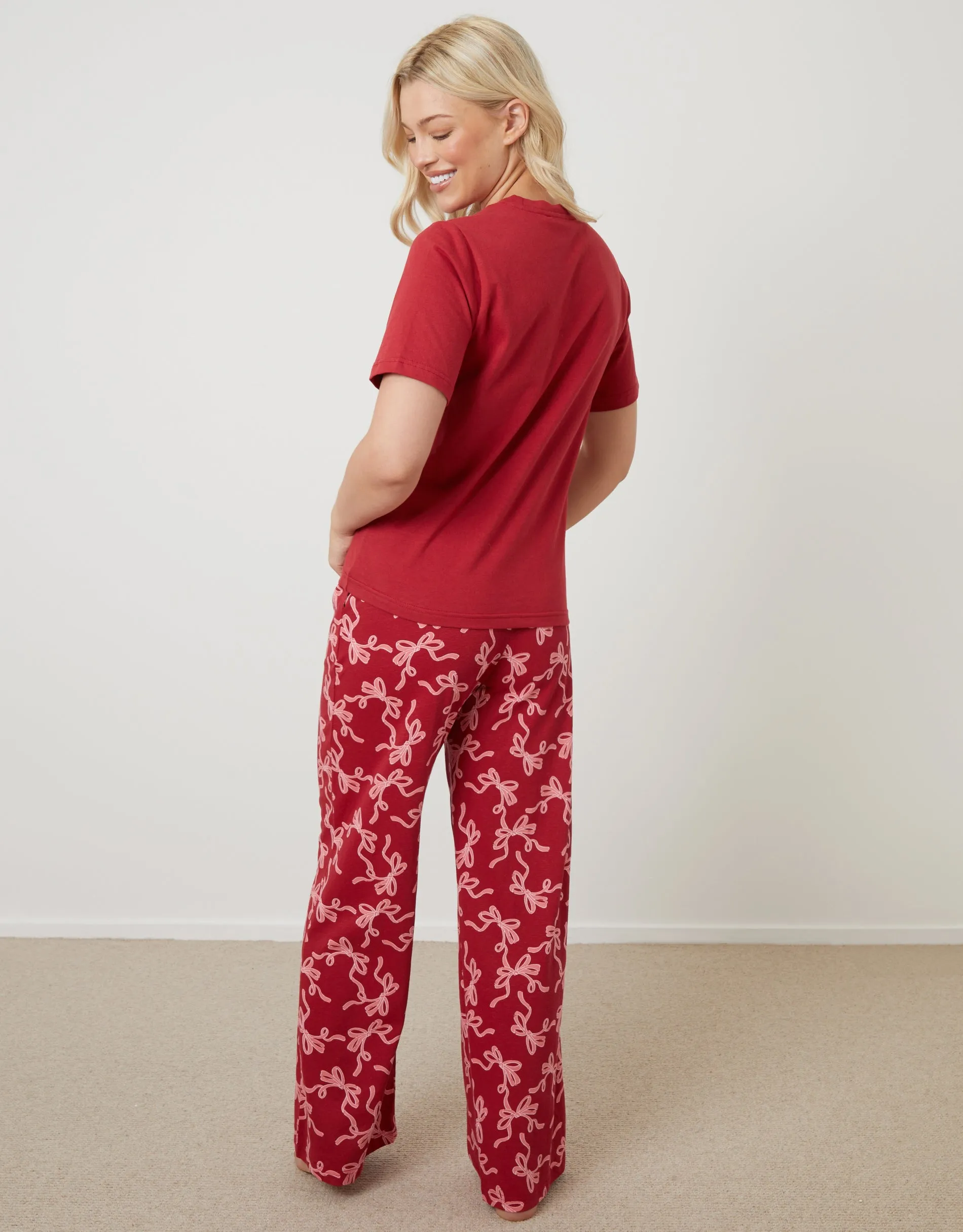 Red Bow Graphic Print Pyjamas (2-Piece Set) sold by Threadbare product image thumbnail 3