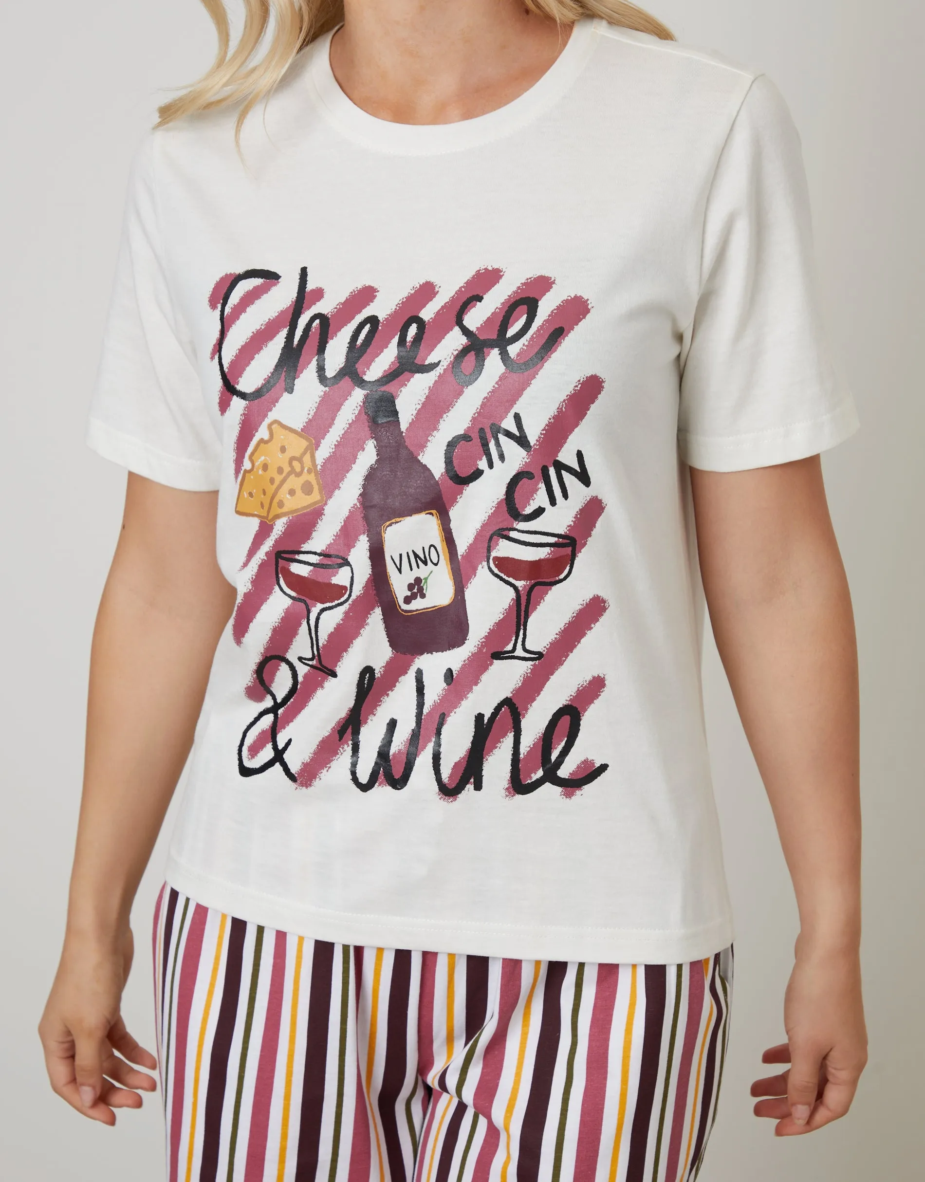Cream Cheese & Wine Red Graphic Print Pyjamas (2-Piece Set) sold by Threadbare product image thumbnail 4
