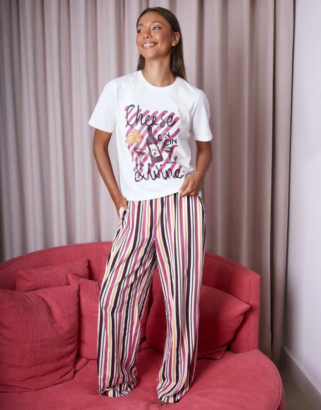 Cream Cheese & Wine Red Graphic Print Pyjamas (2-Piece Set) sold by Threadbare