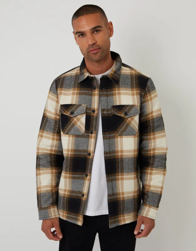 Camel Brown Check Brushed Borg Lined Shacket sold by Threadbare
