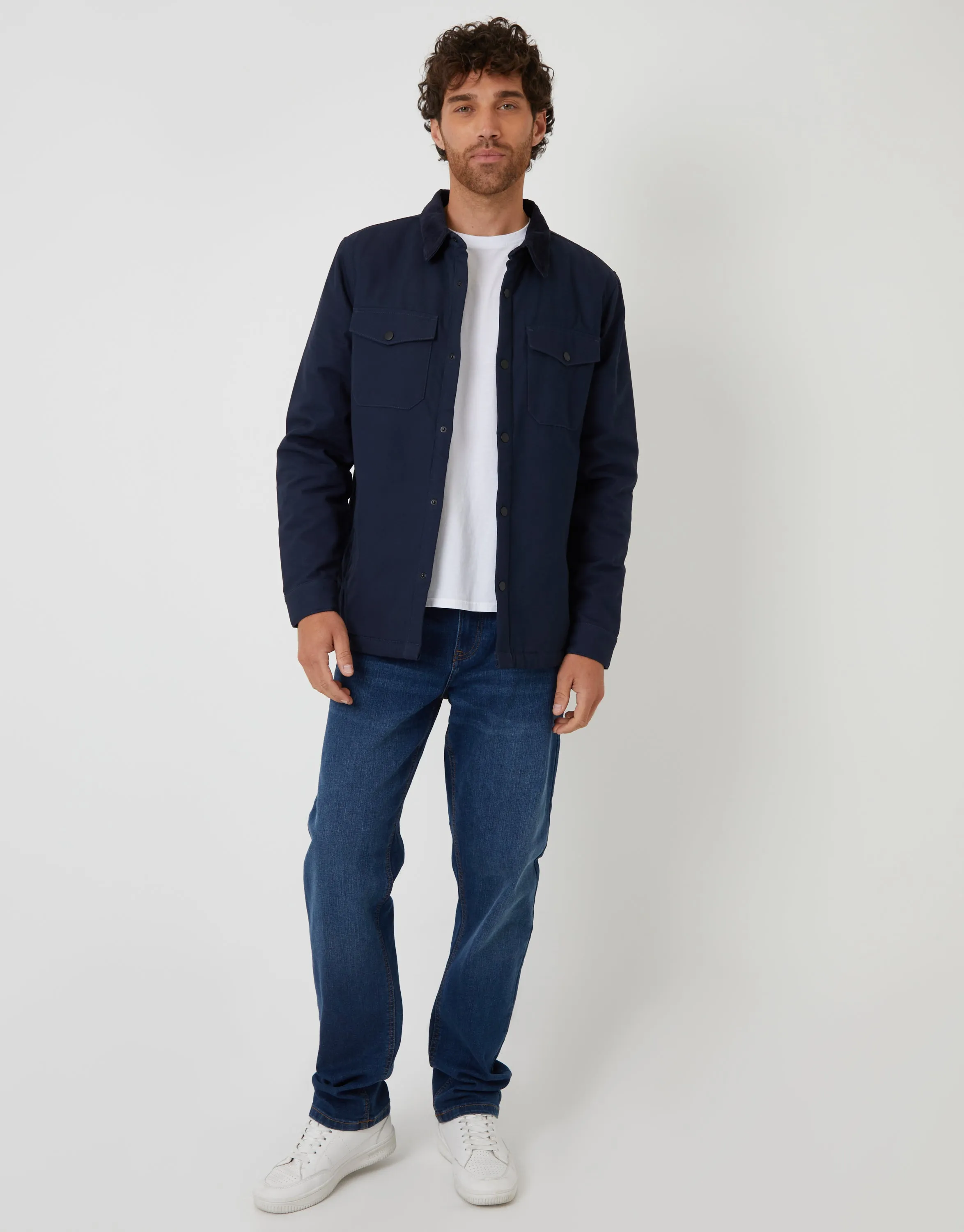 Navy Borg Lined Shacket sold by Threadbare product image thumbnail 3