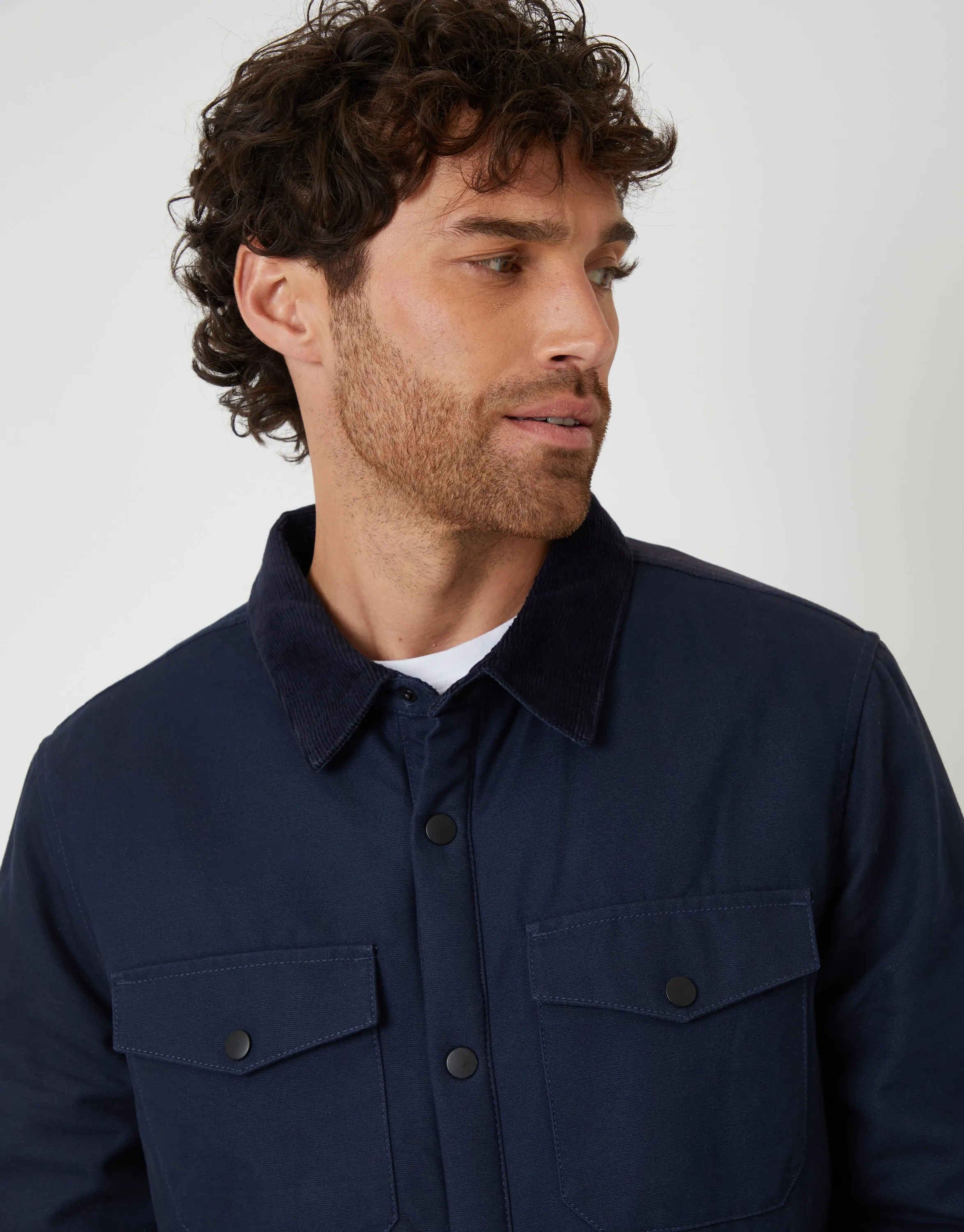 Navy Borg Lined Shacket sold by Threadbare product image thumbnail 4