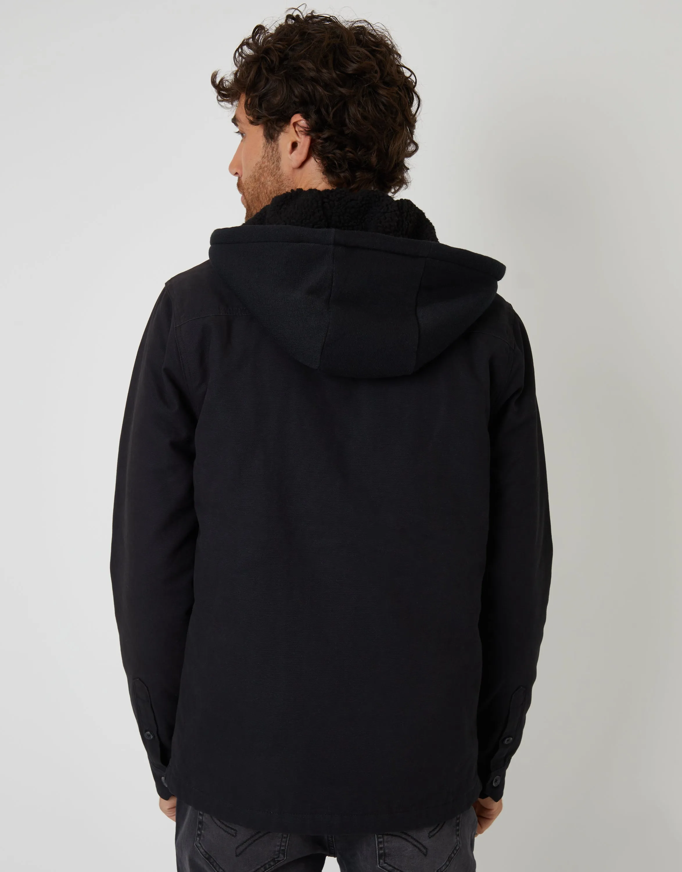 Black Quilted Shacket with Borg Lined Hood sold by Threadbare product image thumbnail 2