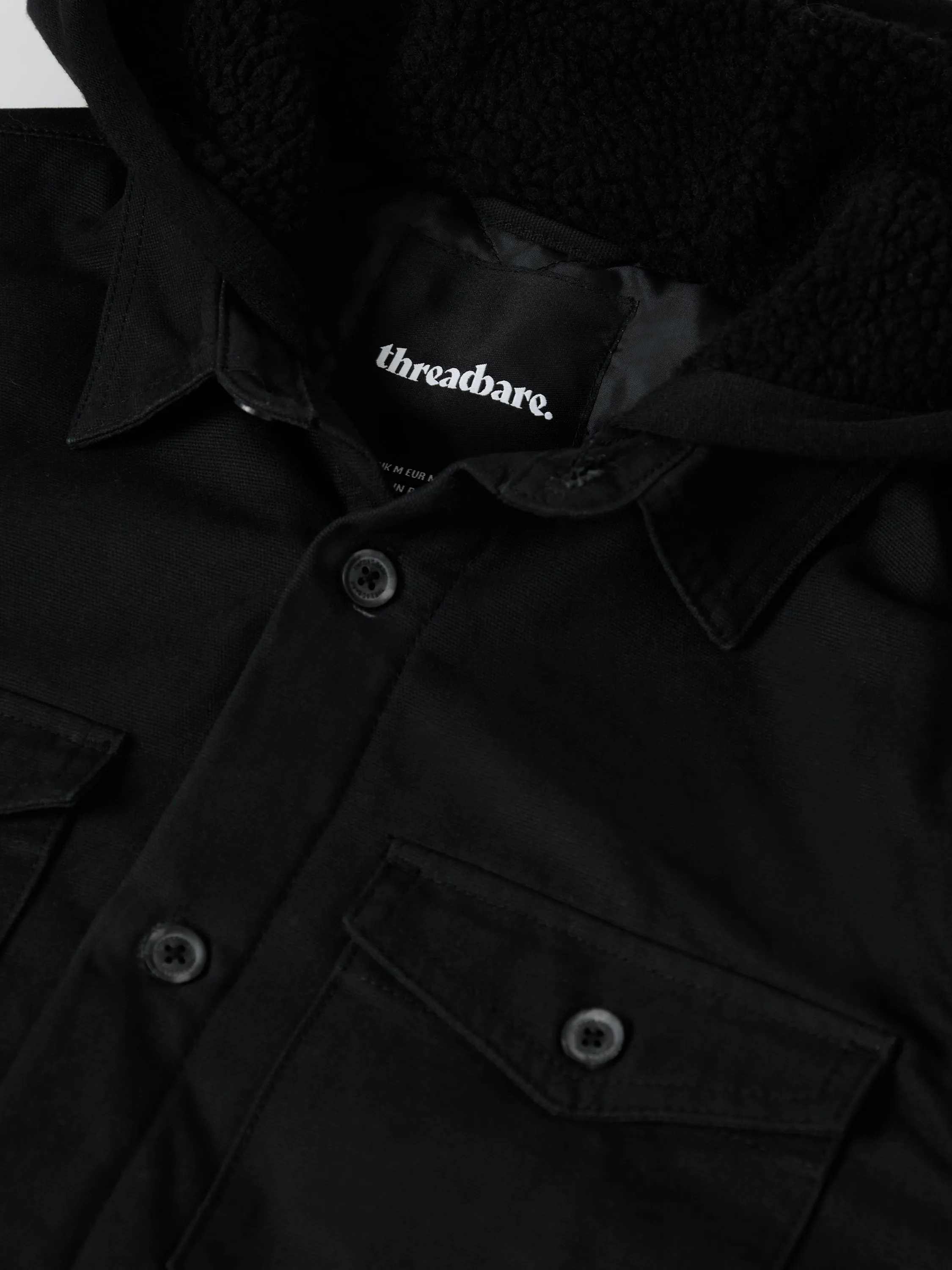 Black Quilted Shacket with Borg Lined Hood sold by Threadbare product image thumbnail 5