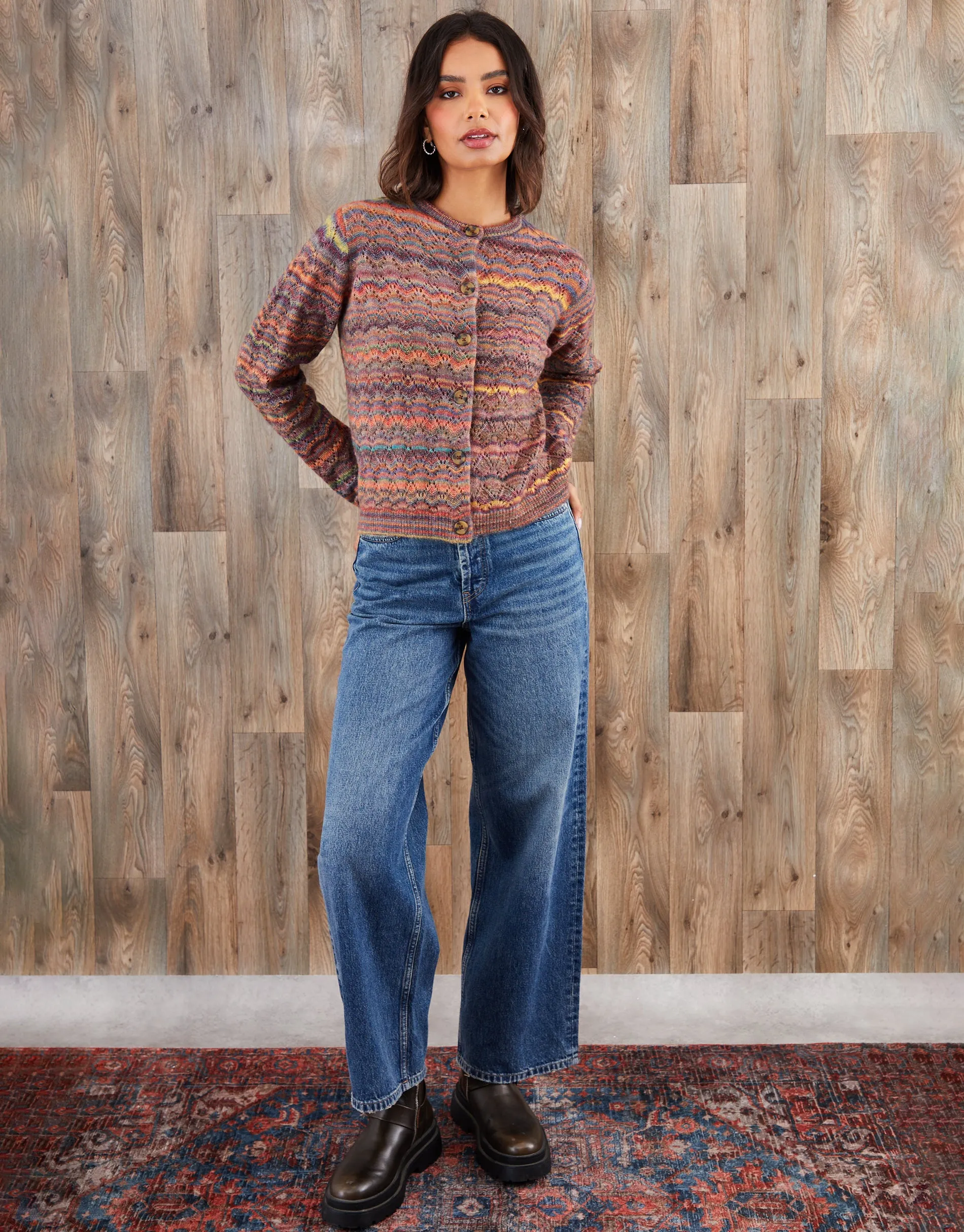 Brown Space Dye Knitted Cardigan sold by Threadbare product image thumbnail 4