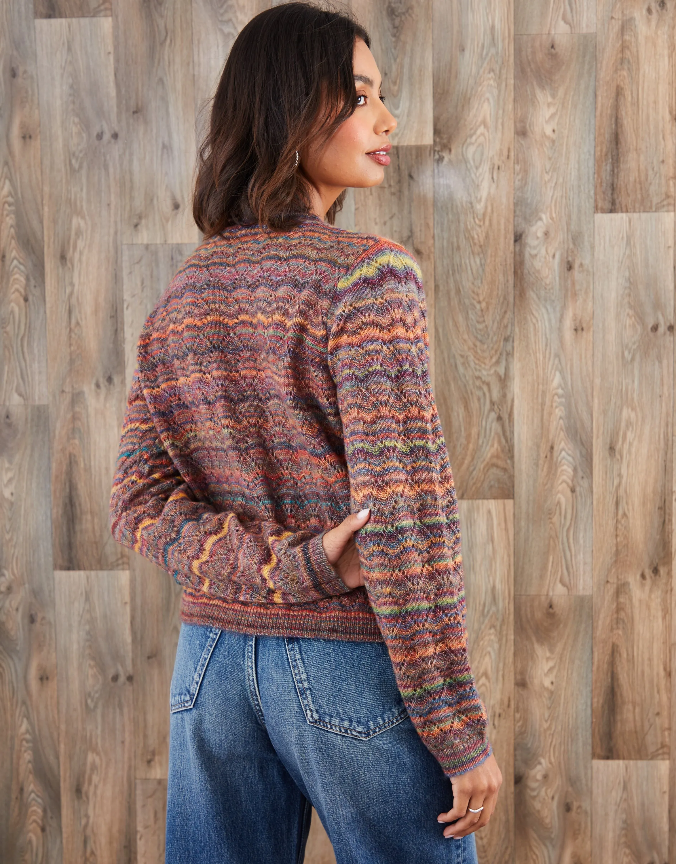 Brown Space Dye Knitted Cardigan sold by Threadbare product image thumbnail 2