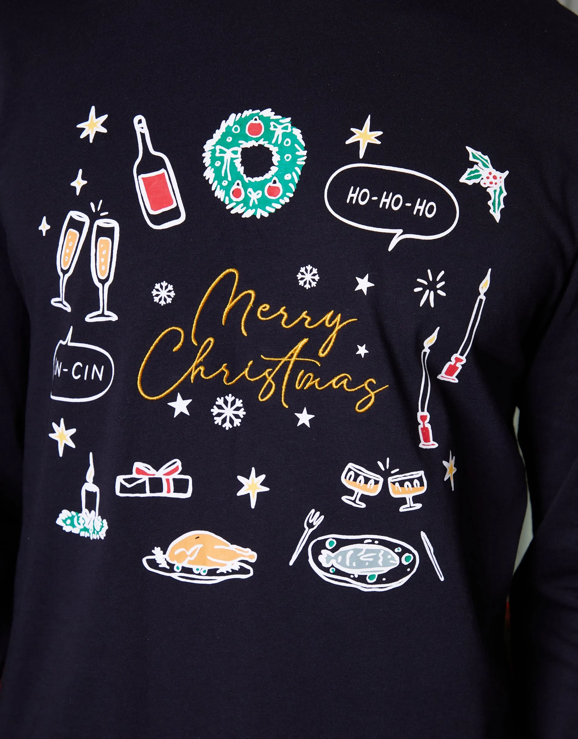 Black Christmas Print Long Pyjamas (2-Piece Set) sold by Threadbare product image thumbnail 5