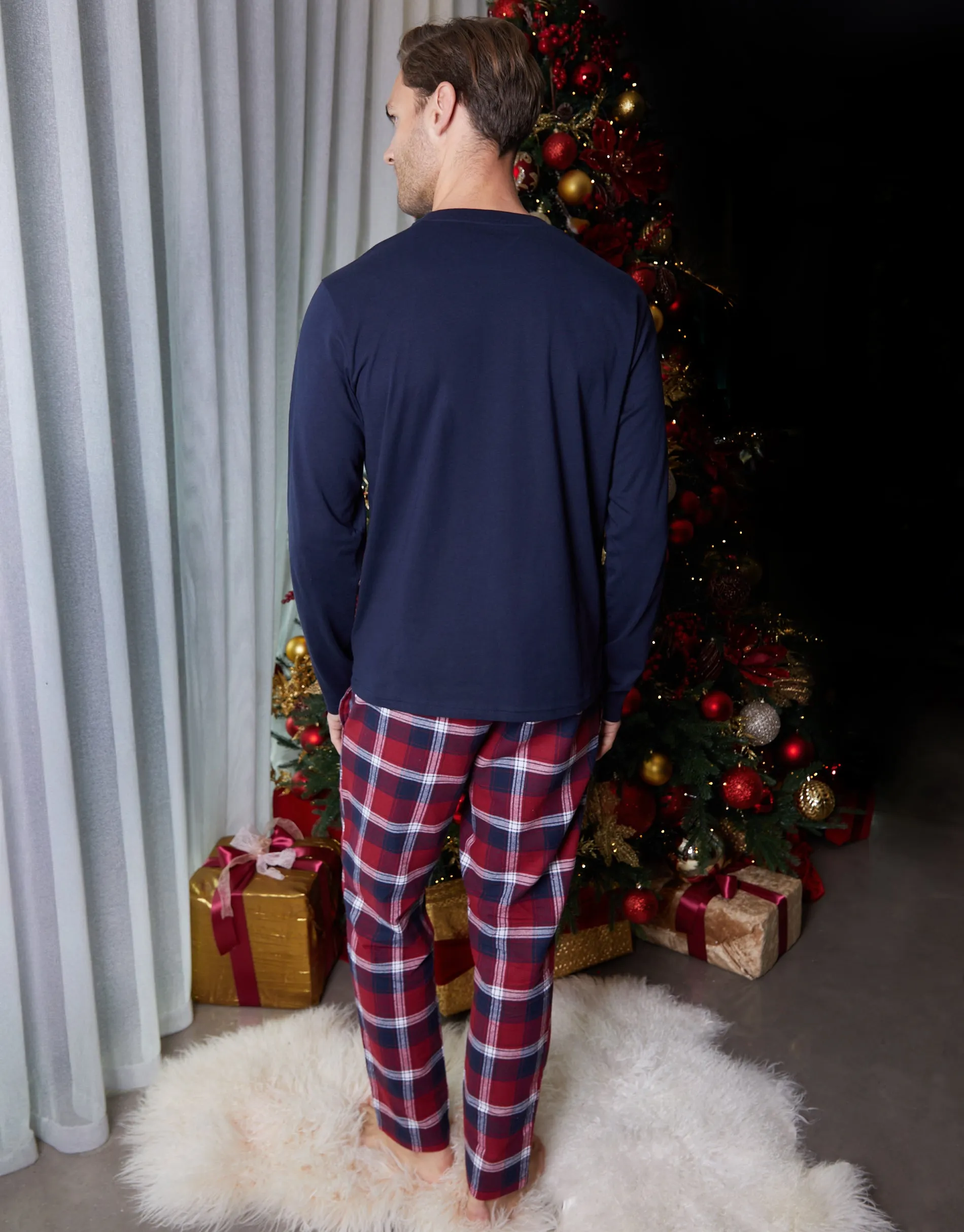 Navy Christmas Dog Graphic Print Long Pyjamas (2-Piece Set) sold by Threadbare product image thumbnail 4