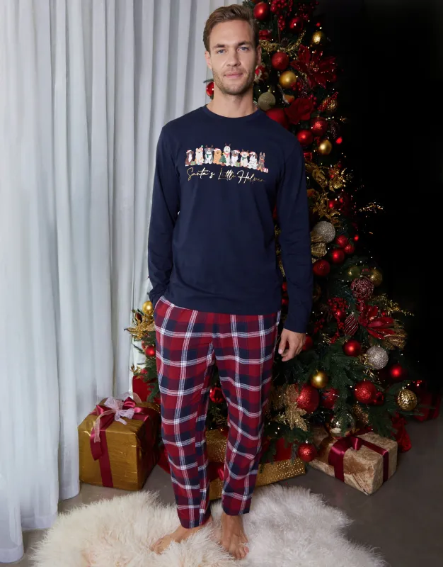 Navy Christmas Dog Graphic Print Long Pyjamas (2-Piece Set) sold by Threadbare