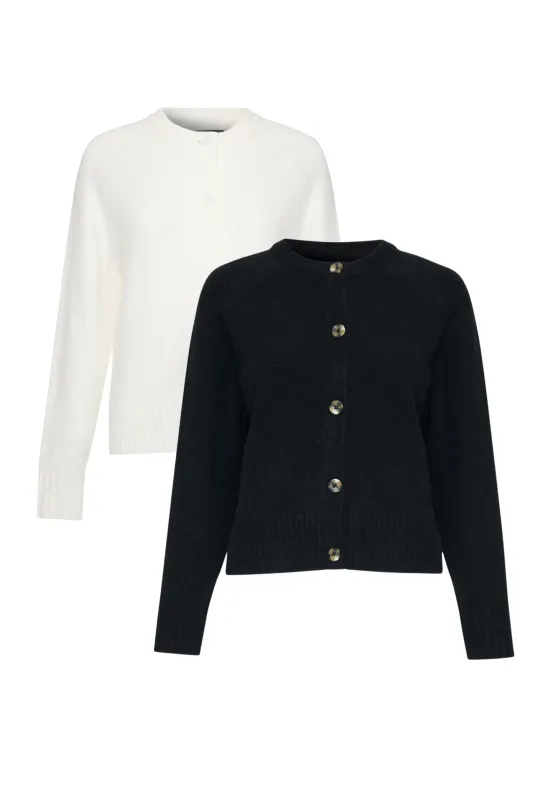 Black & Cream Button Up Knitted Cardigans (2 Pack) sold by Threadbare
