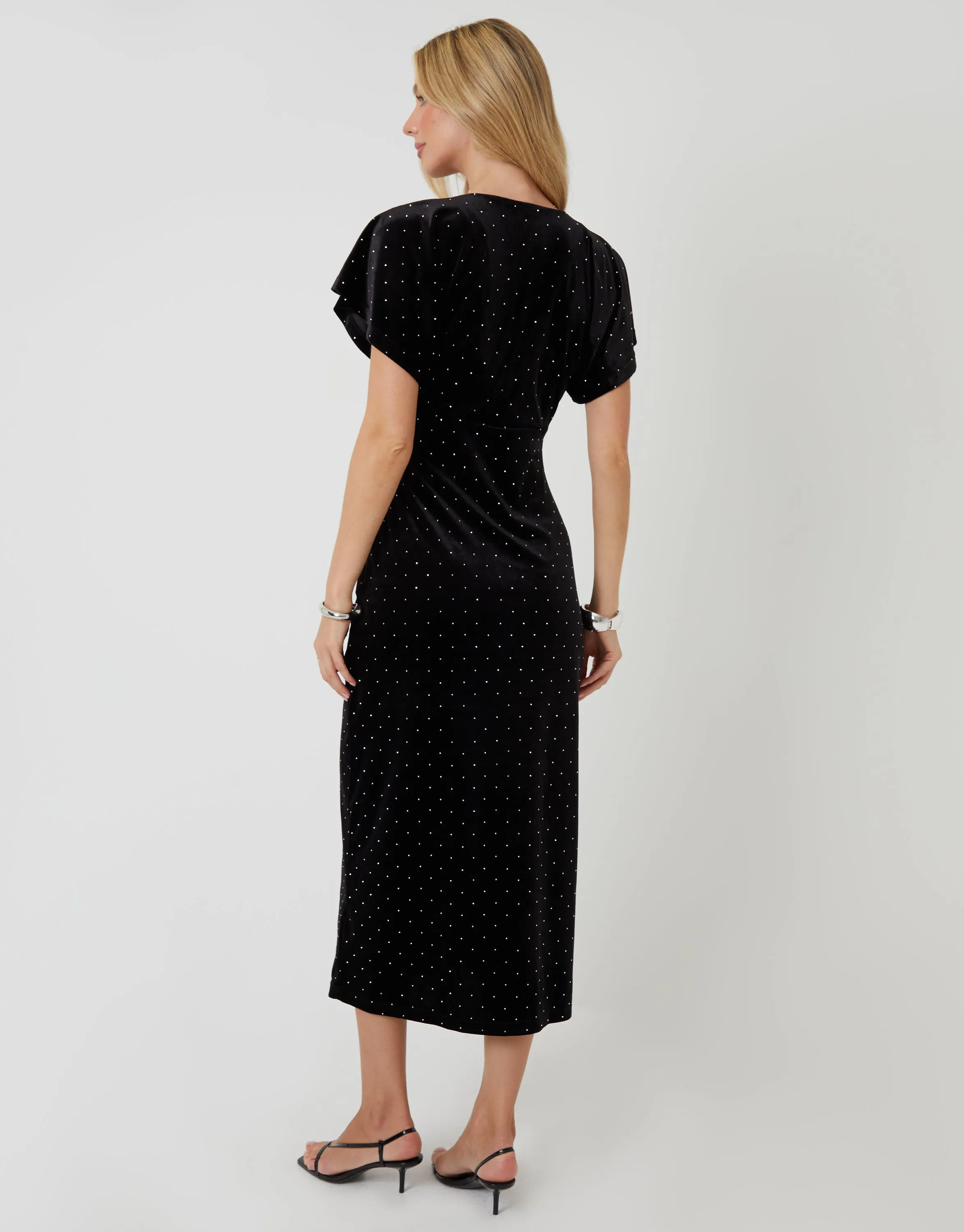 Black Velvet Hotfix Underbust Midaxi Dress sold by Threadbare product image thumbnail 3