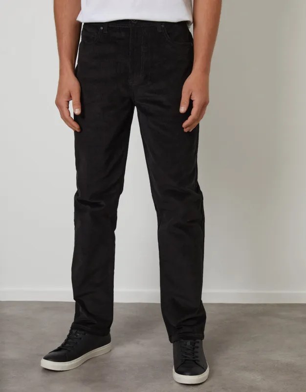 Black Straight Leg 5 Pocket Stretch Corduroy Trousers sold by Threadbare