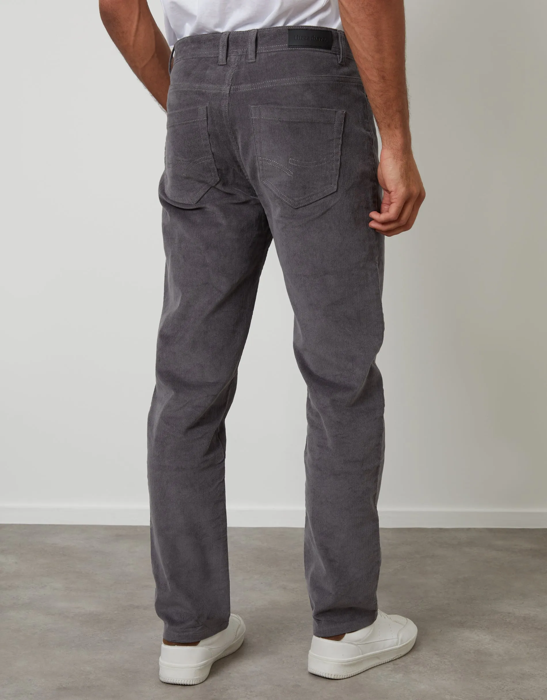 Slate Grey Straight Leg 5 Pocket Stretch Corduroy Trousers sold by Threadbare product image thumbnail 2