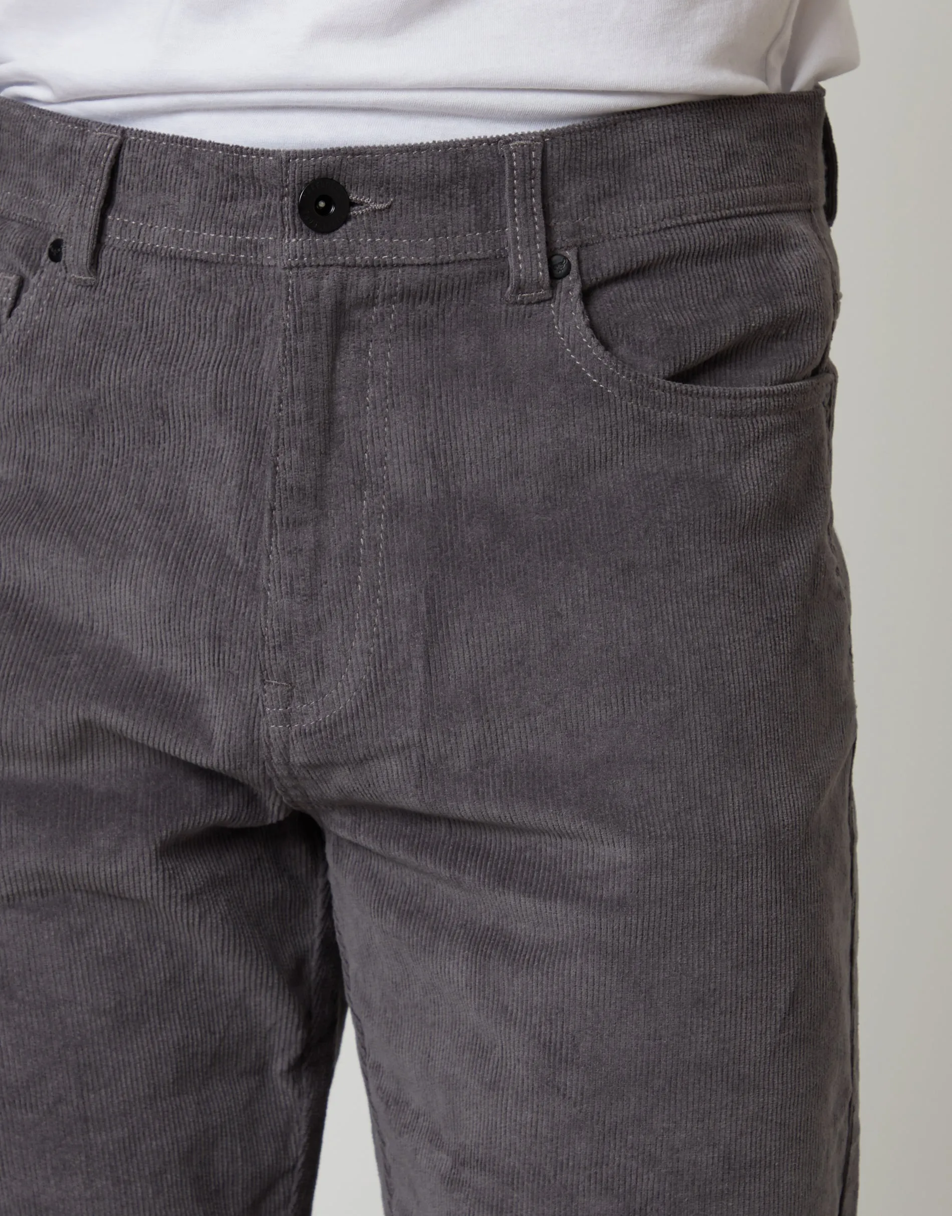 Slate Grey Straight Leg 5 Pocket Stretch Corduroy Trousers sold by Threadbare product image thumbnail 4