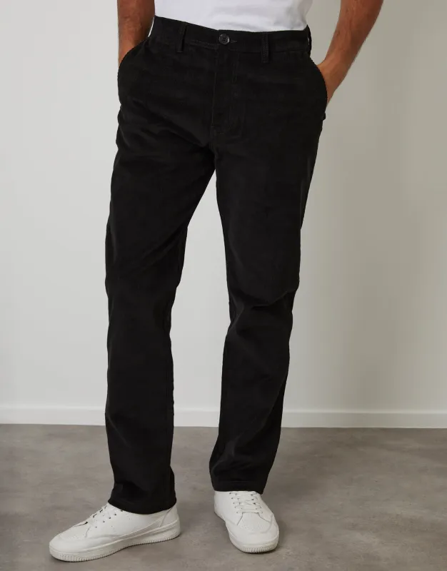 Black Straight Leg Stretch Corduroy Trousers sold by Threadbare