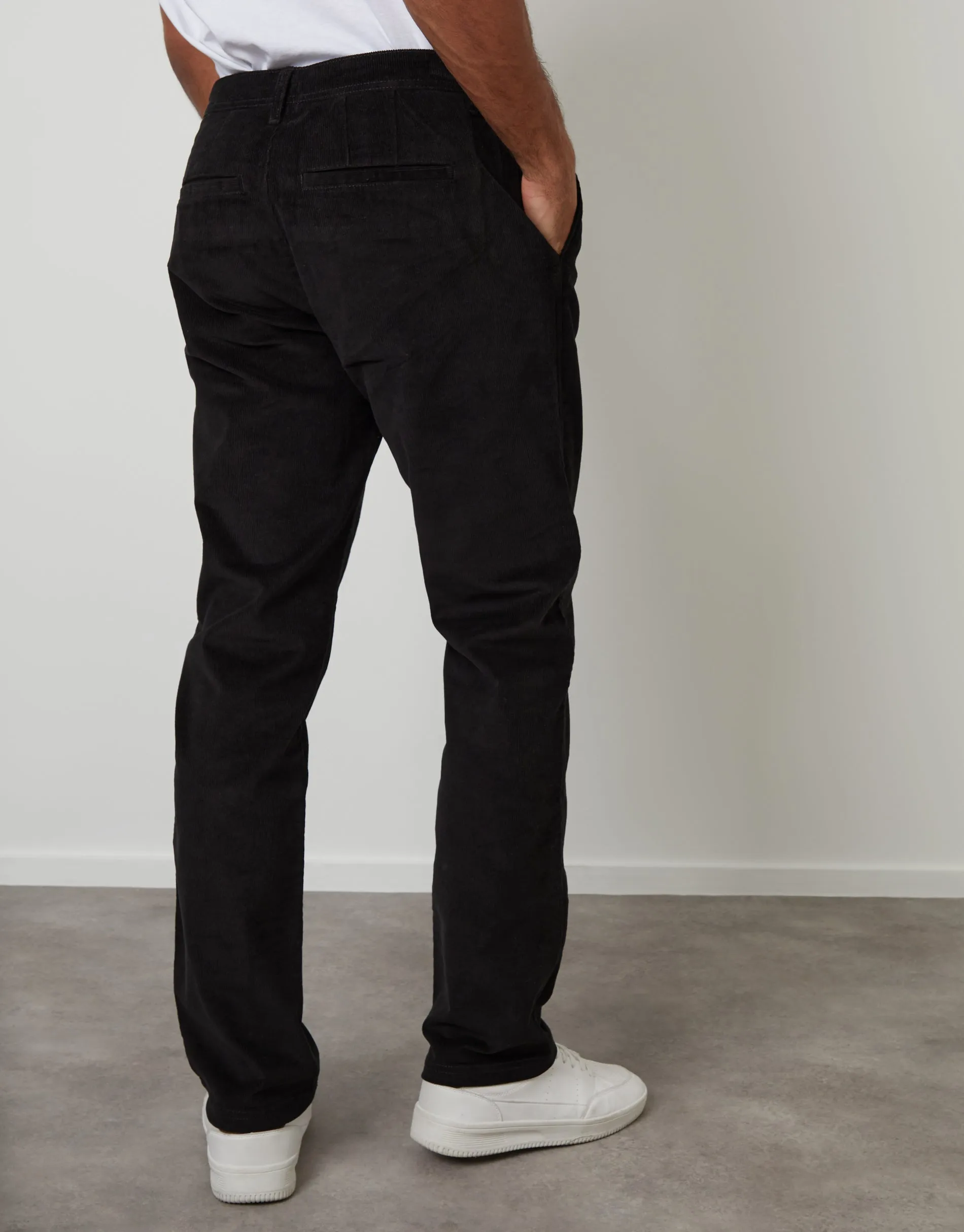 Black Straight Leg Stretch Corduroy Trousers sold by Threadbare product image thumbnail 2