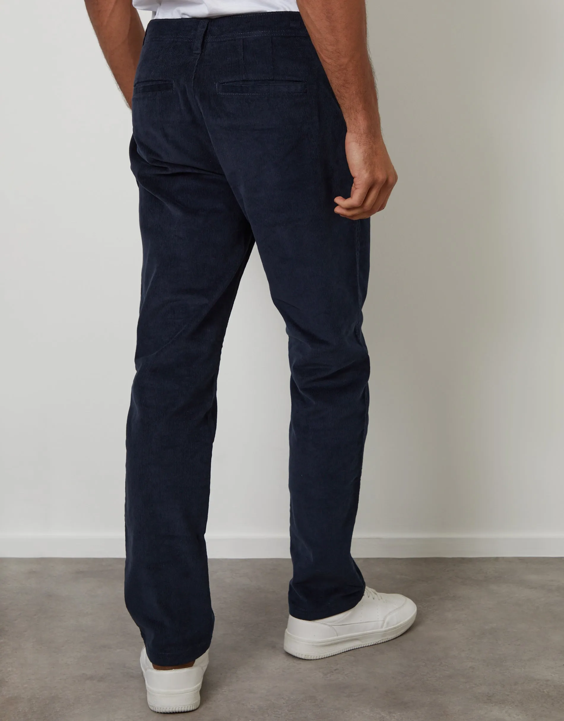 Navy Straight Leg Stretch Corduroy Trousers sold by Threadbare product image thumbnail 2