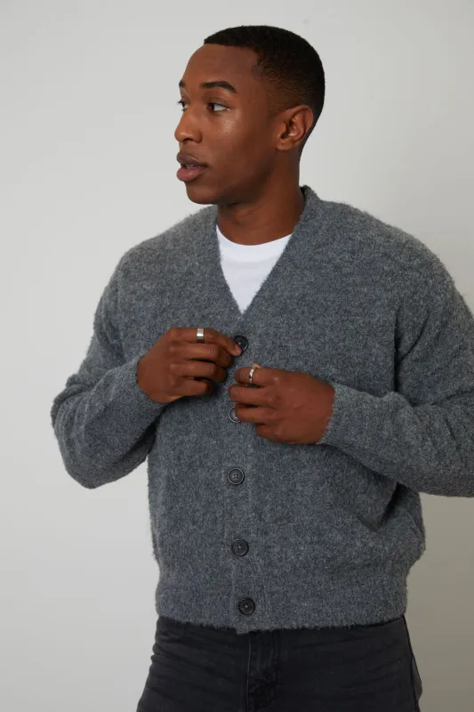 Grey Fluffy Knitted Button Up Cardigan sold by Threadbare