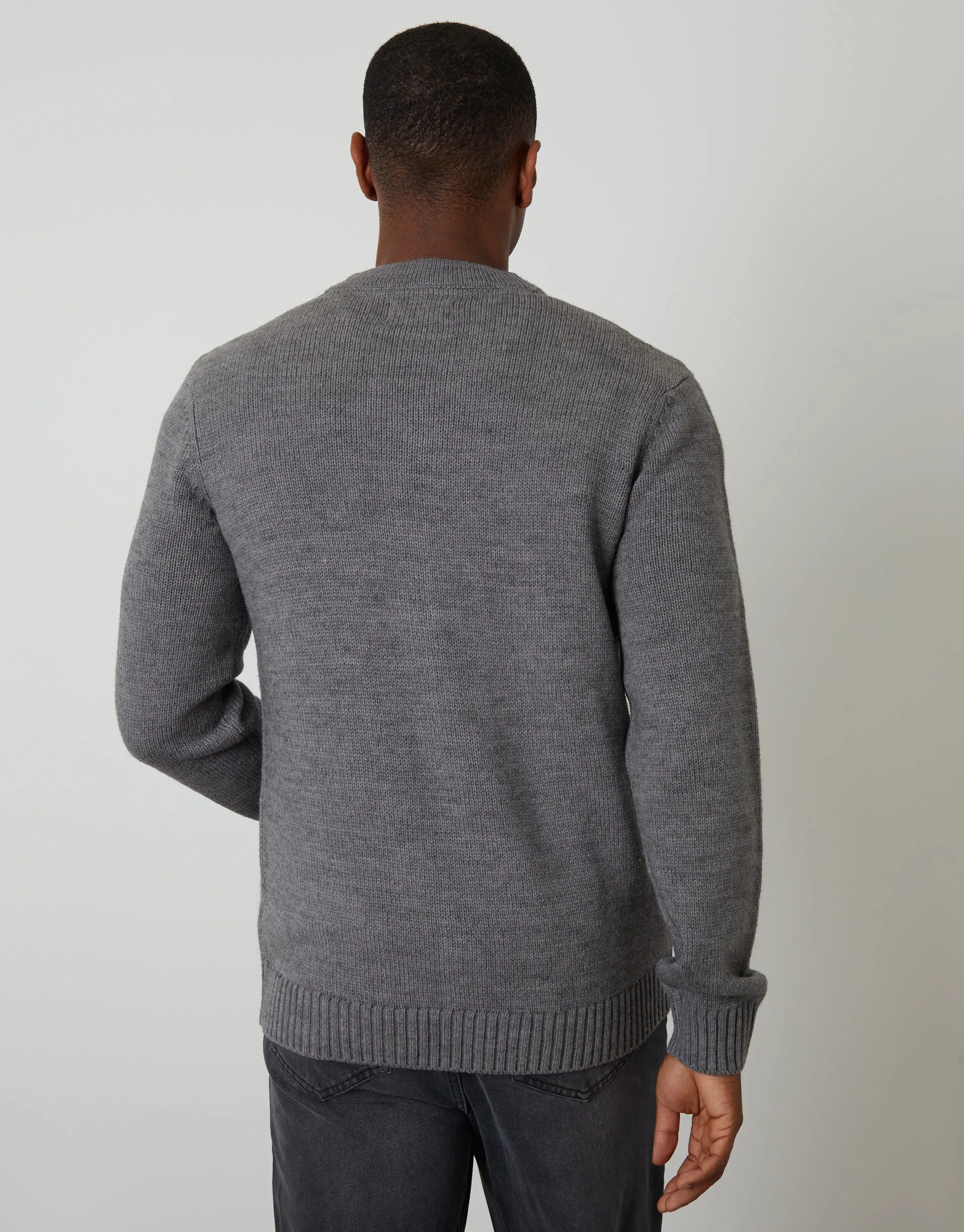 Grey Cable Knit Detail V-Neck Cardigan sold by Threadbare product image thumbnail 2