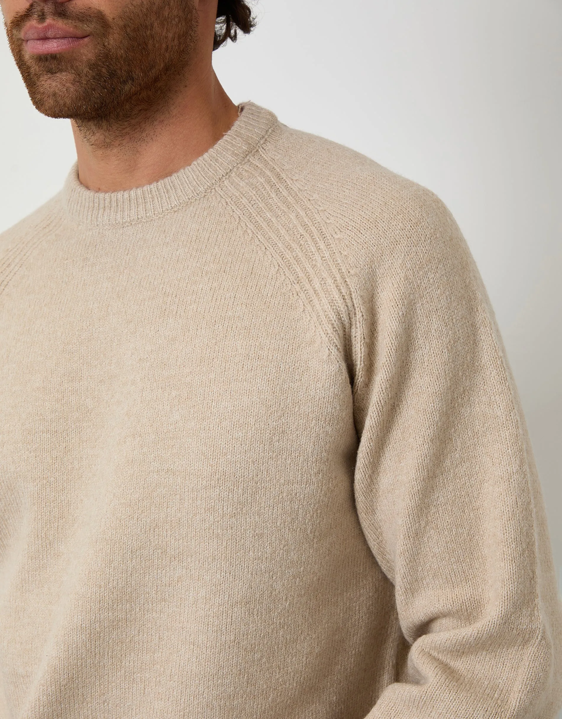 Stone Raglan Rib Knitted Crew Neck Jumper sold by Threadbare product image thumbnail 4