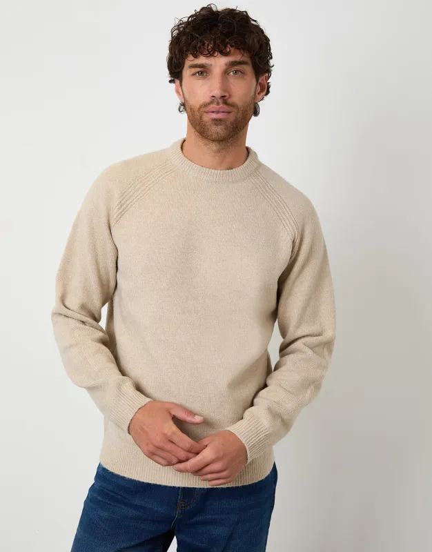 Stone Raglan Rib Knitted Crew Neck Jumper sold by Threadbare
