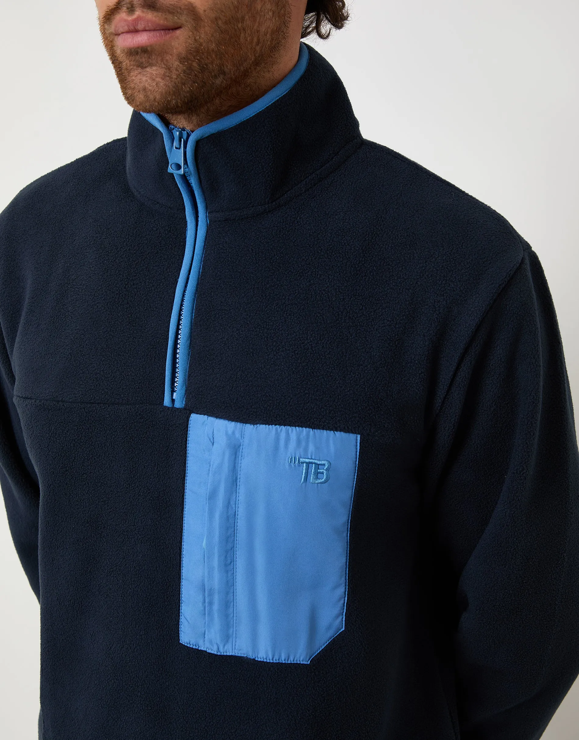 Navy Microfleece Quarter Zip Sweatshirt sold by Threadbare product image thumbnail 4