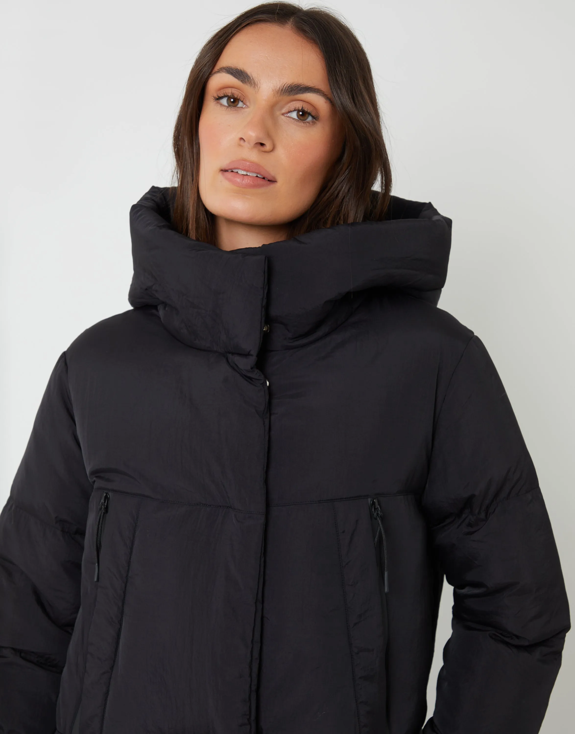 Black Longline Puffer Jacket sold by Threadbare product image thumbnail 4