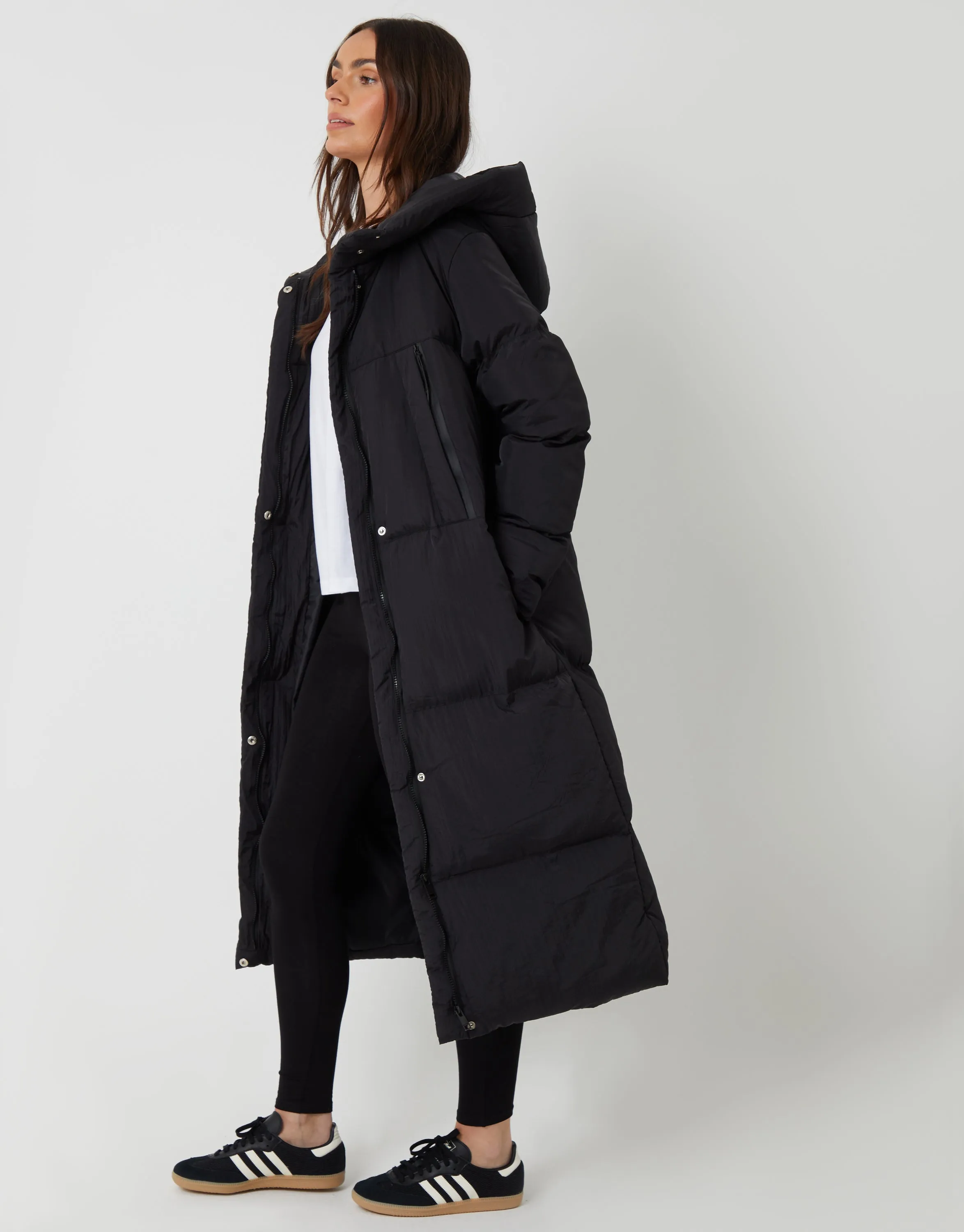 Black Longline Puffer Jacket sold by Threadbare product image thumbnail 3