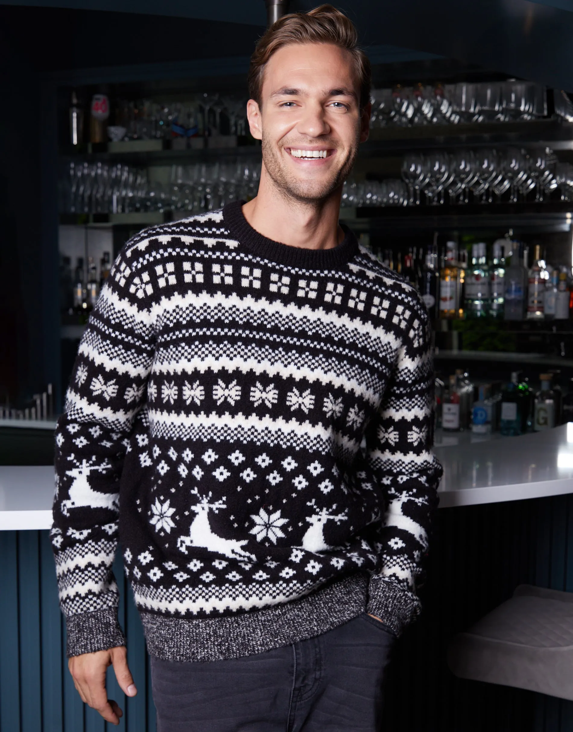 Black Christmas Fairisle Knitted Jumper sold by Threadbare