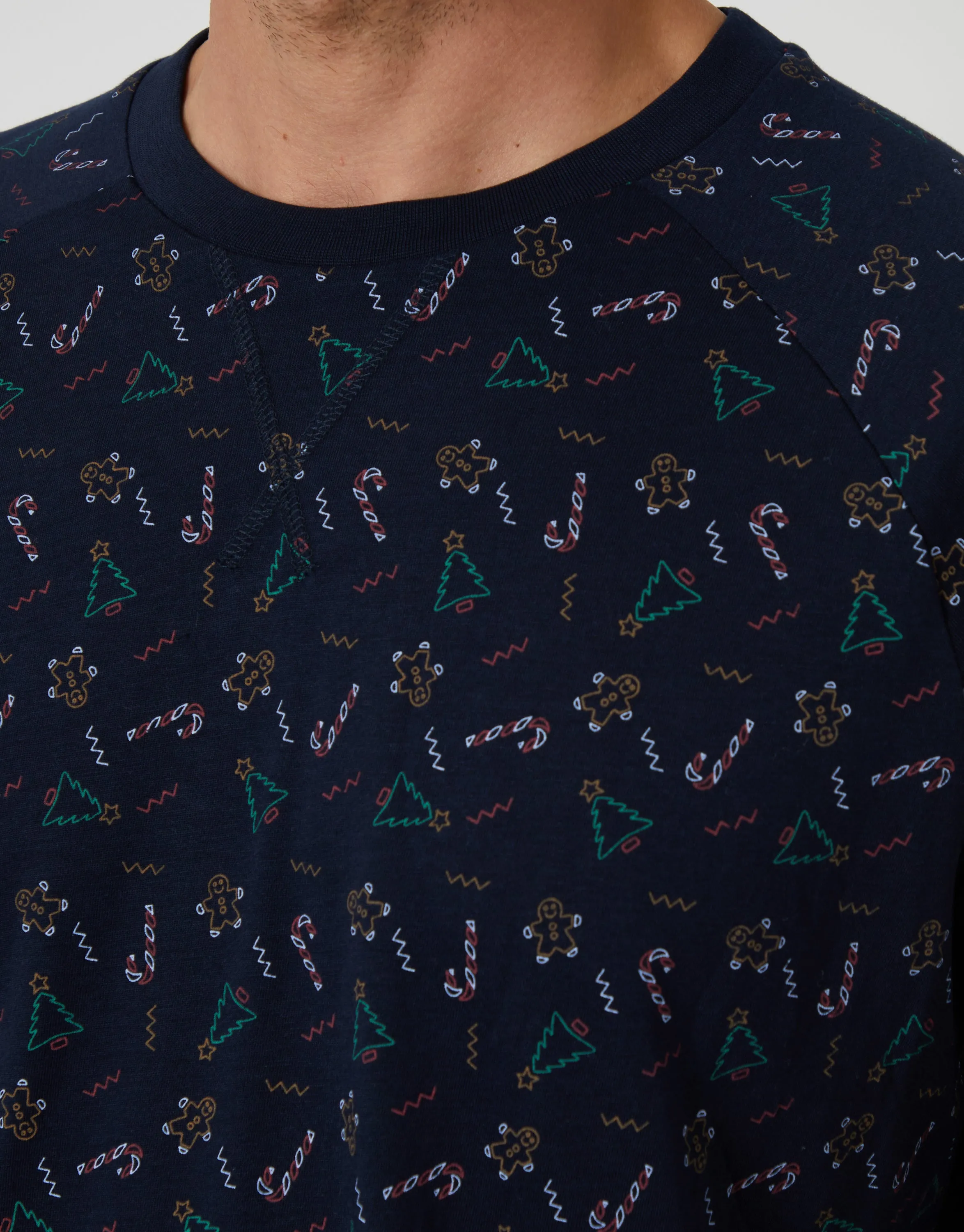 Navy Printed Christmas Long Pyjamas (2-Piece Set) sold by Threadbare product image thumbnail 5