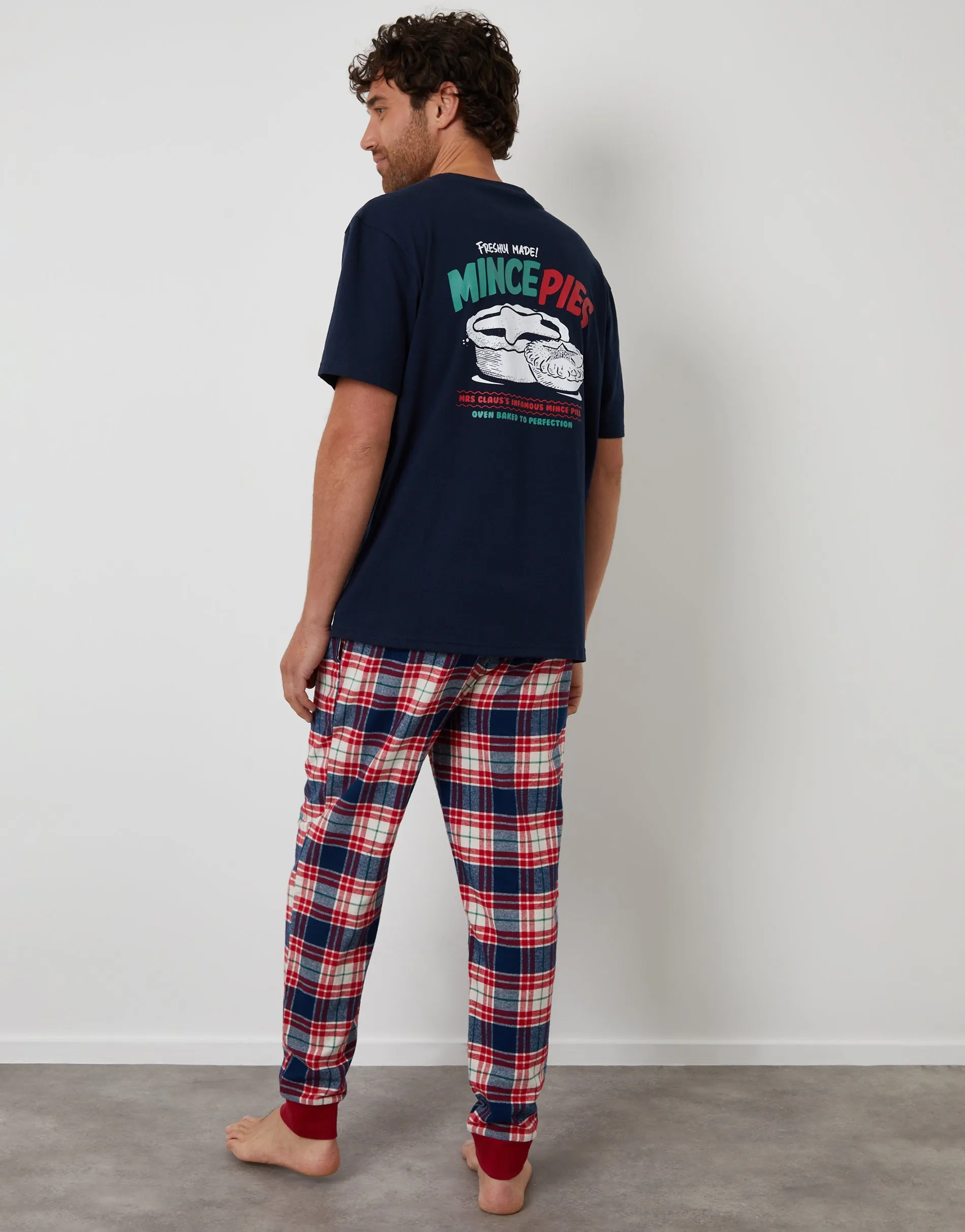 Navy Check Christmas Graphic Pyjamas (2-Piece Set) sold by Threadbare product image thumbnail 2