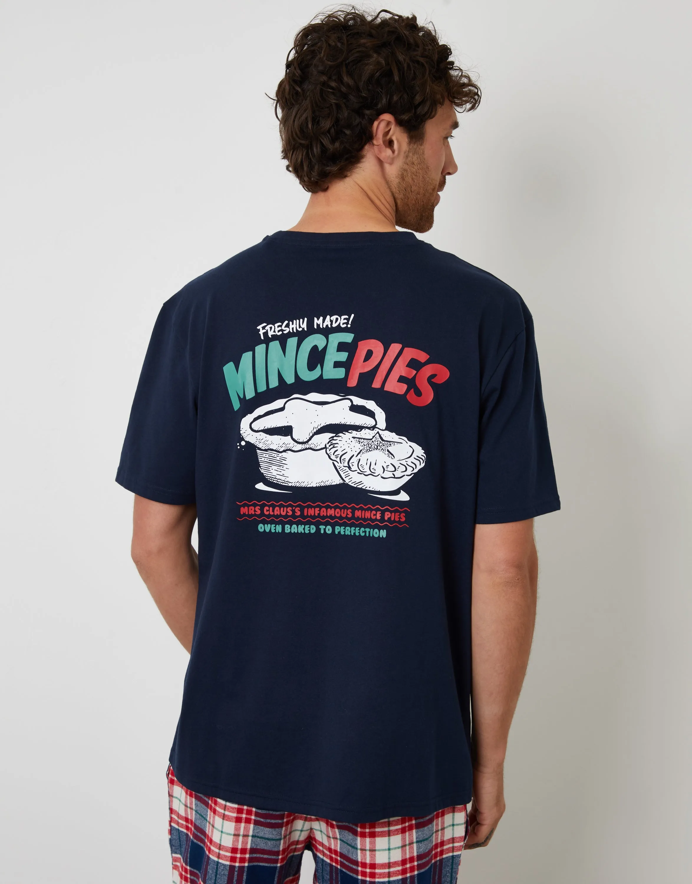 Navy Check Christmas Graphic Pyjamas (2-Piece Set) sold by Threadbare product image thumbnail 4