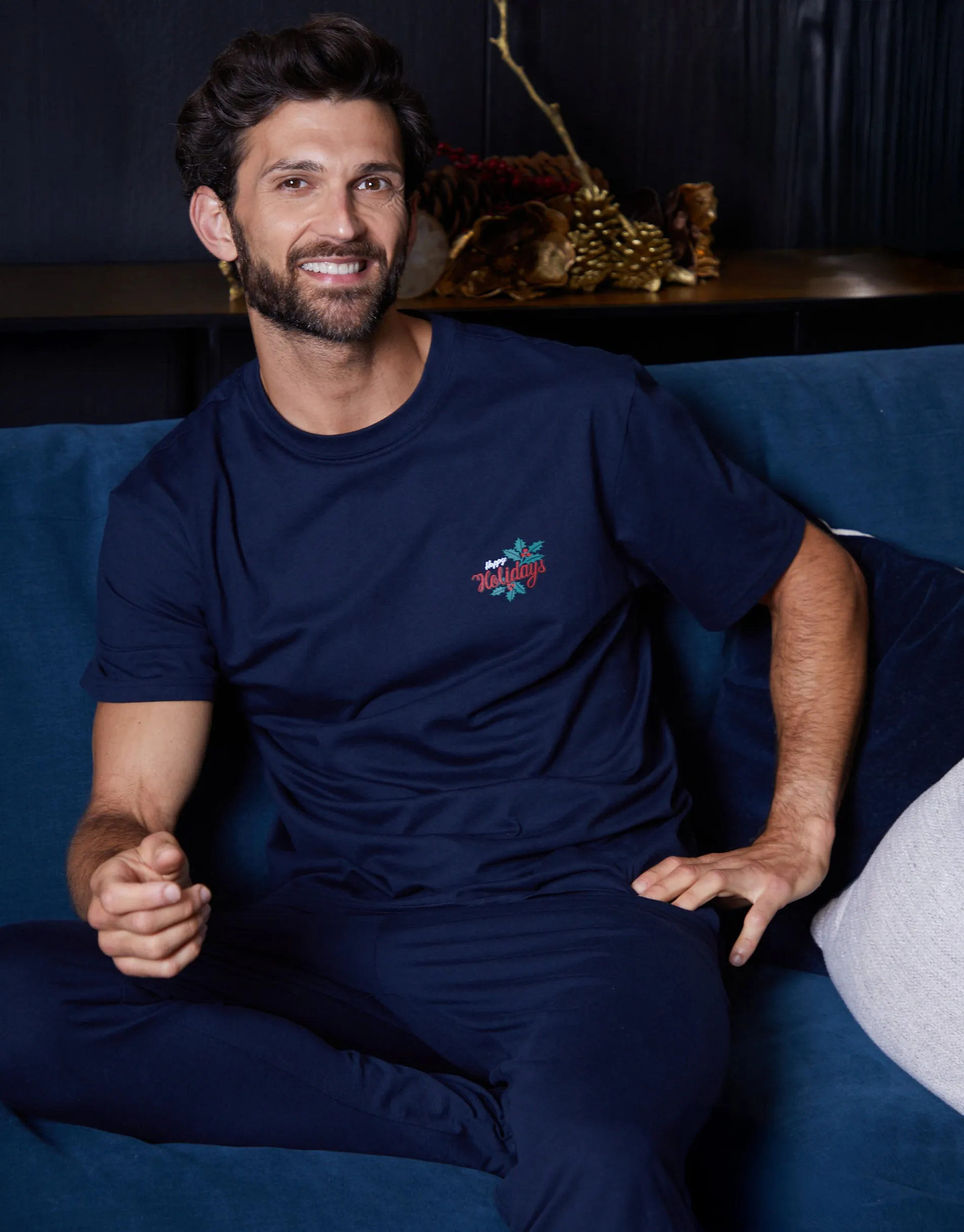 Navy Christmas Graphic Lounge Set (2-Piece Set) sold by Threadbare