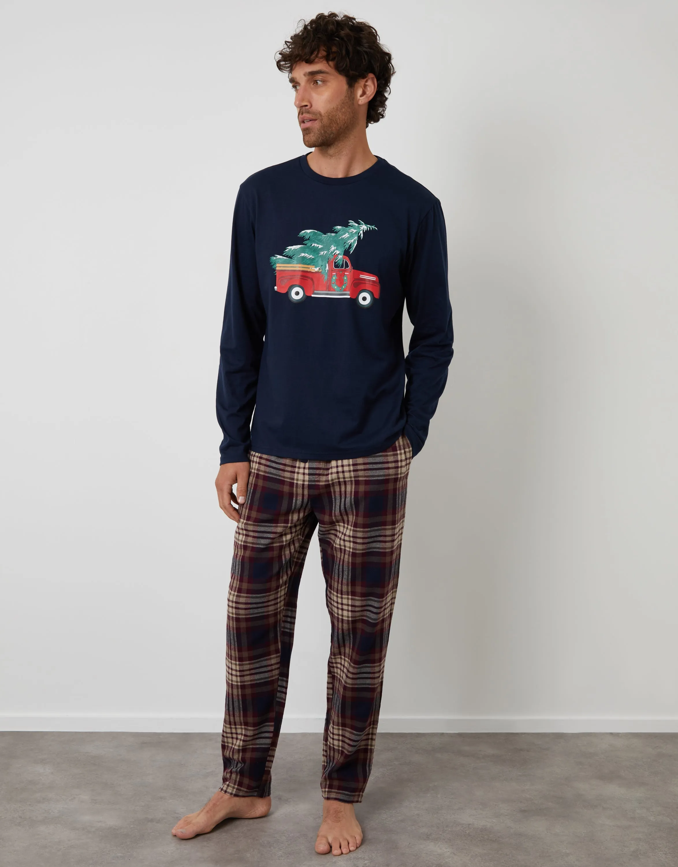 Navy Christmas Truck Graphic Long Pyjamas (2-Piece Set) sold by Threadbare product image thumbnail 4