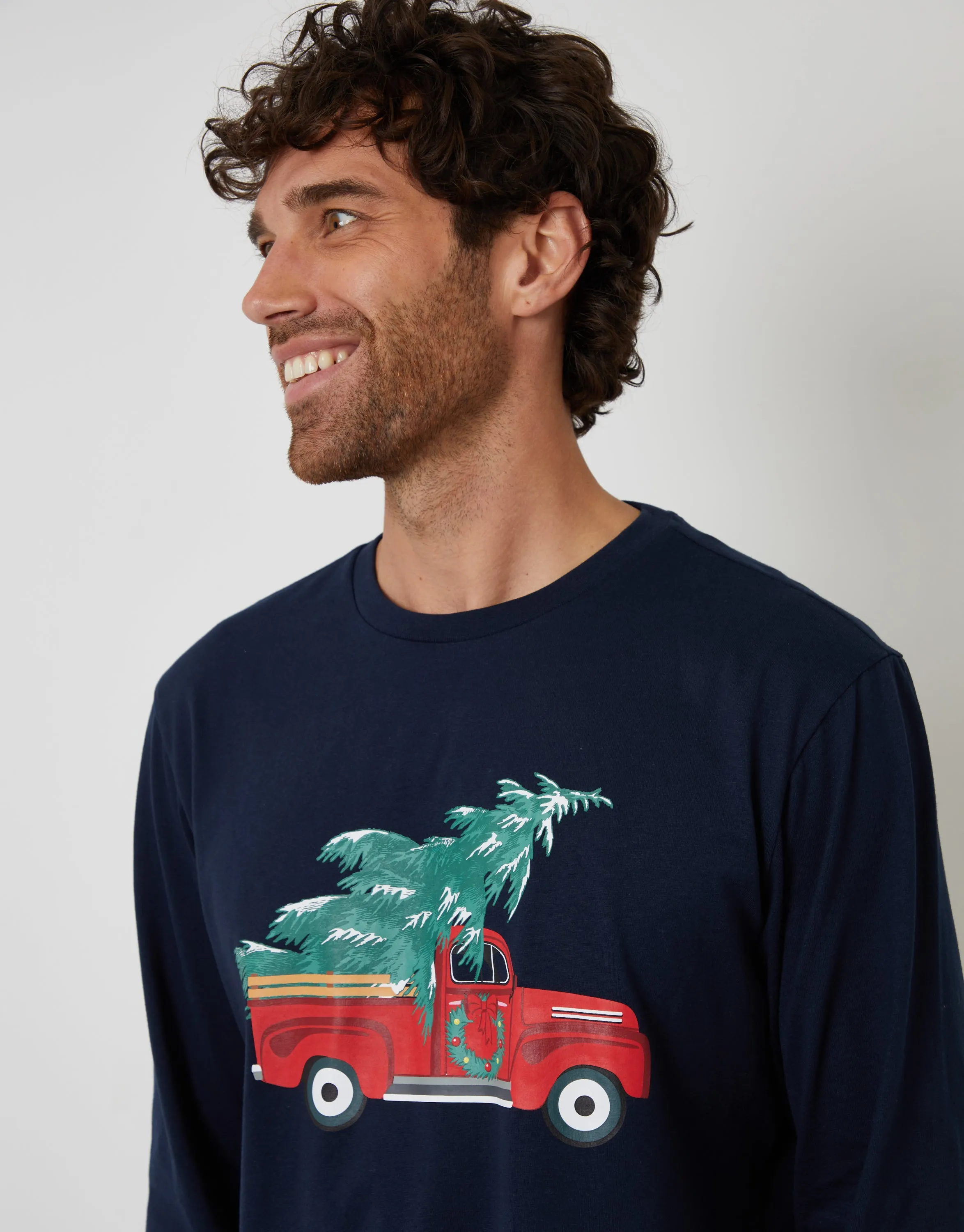 Navy Christmas Truck Graphic Long Pyjamas (2-Piece Set) sold by Threadbare product image thumbnail 5