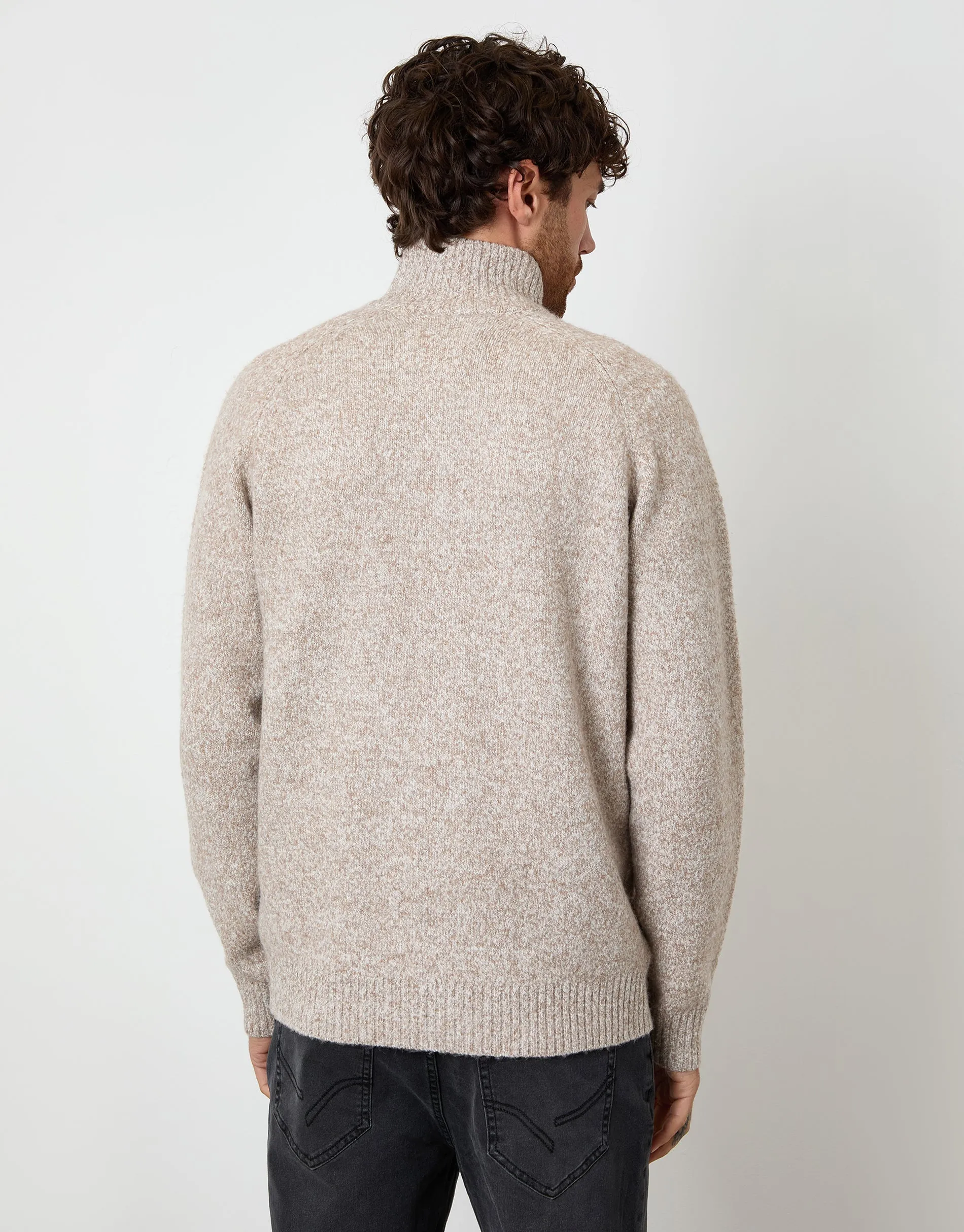 Taupe Funnel Neck Button Up Knitted Cardigan sold by Threadbare product image thumbnail 2