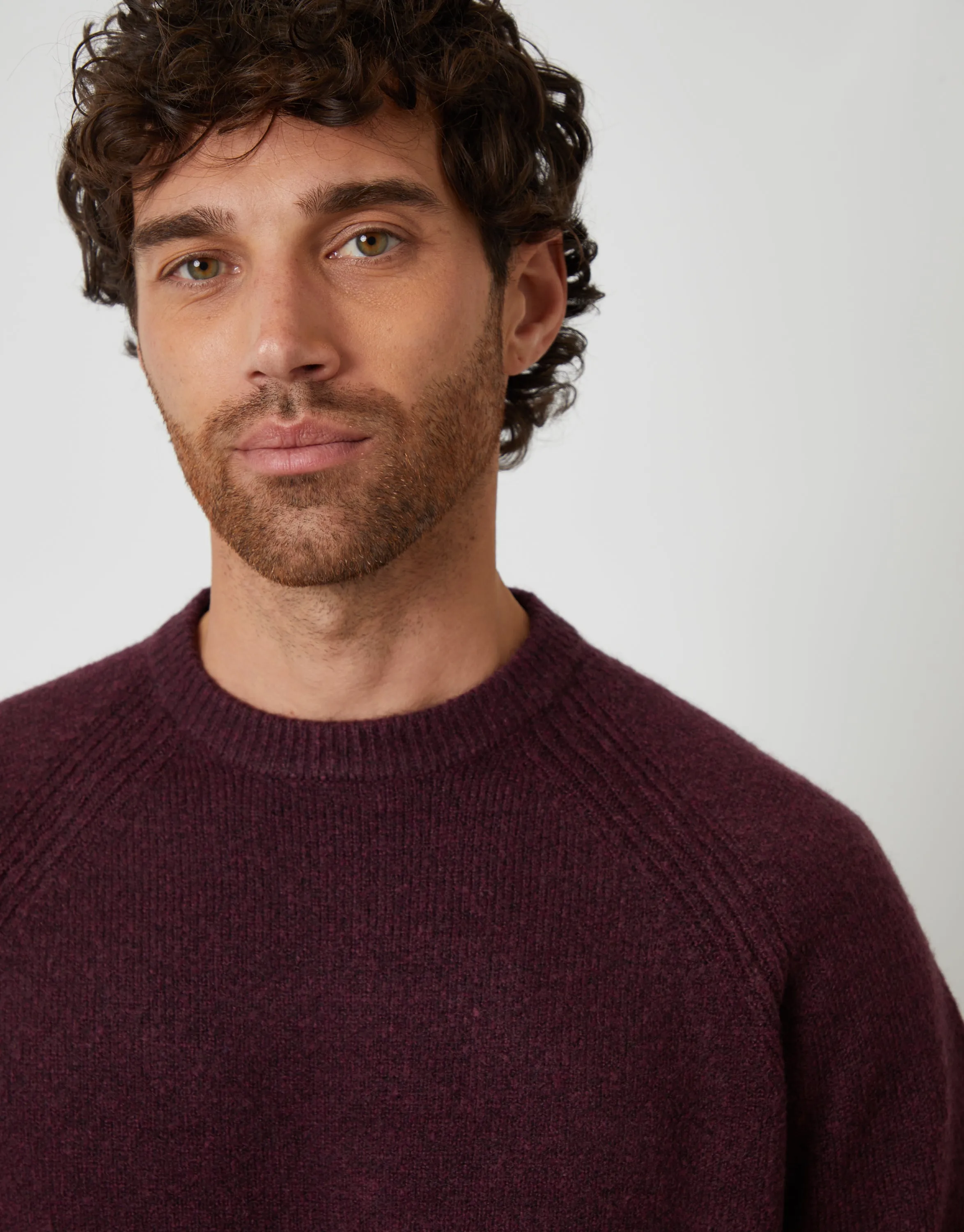 Berry Red Raglan Rib Knitted Crew Neck Jumper sold by Threadbare product image thumbnail 4