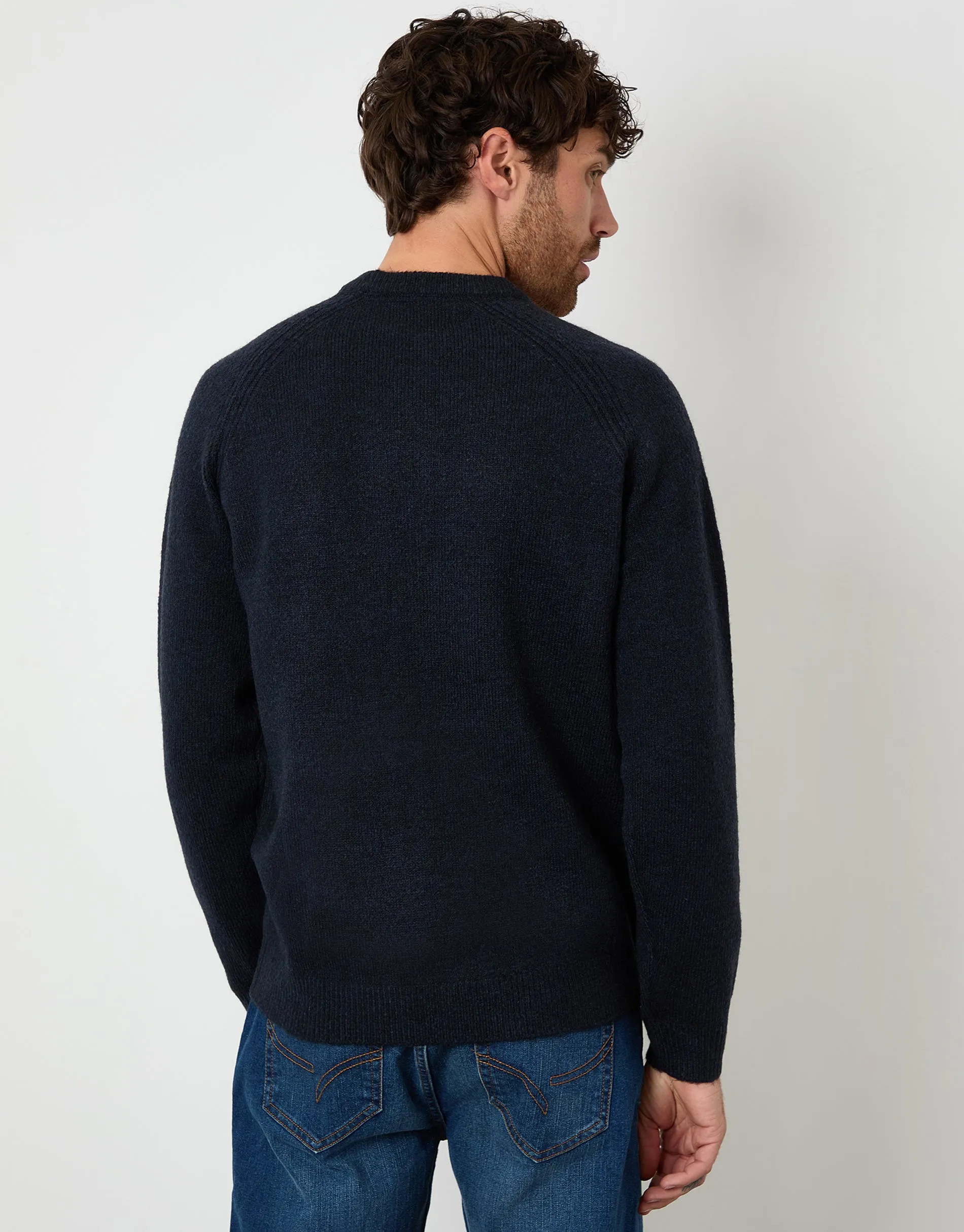 Navy Raglan Rib Knitted Crew Neck Jumper sold by Threadbare product image thumbnail 2