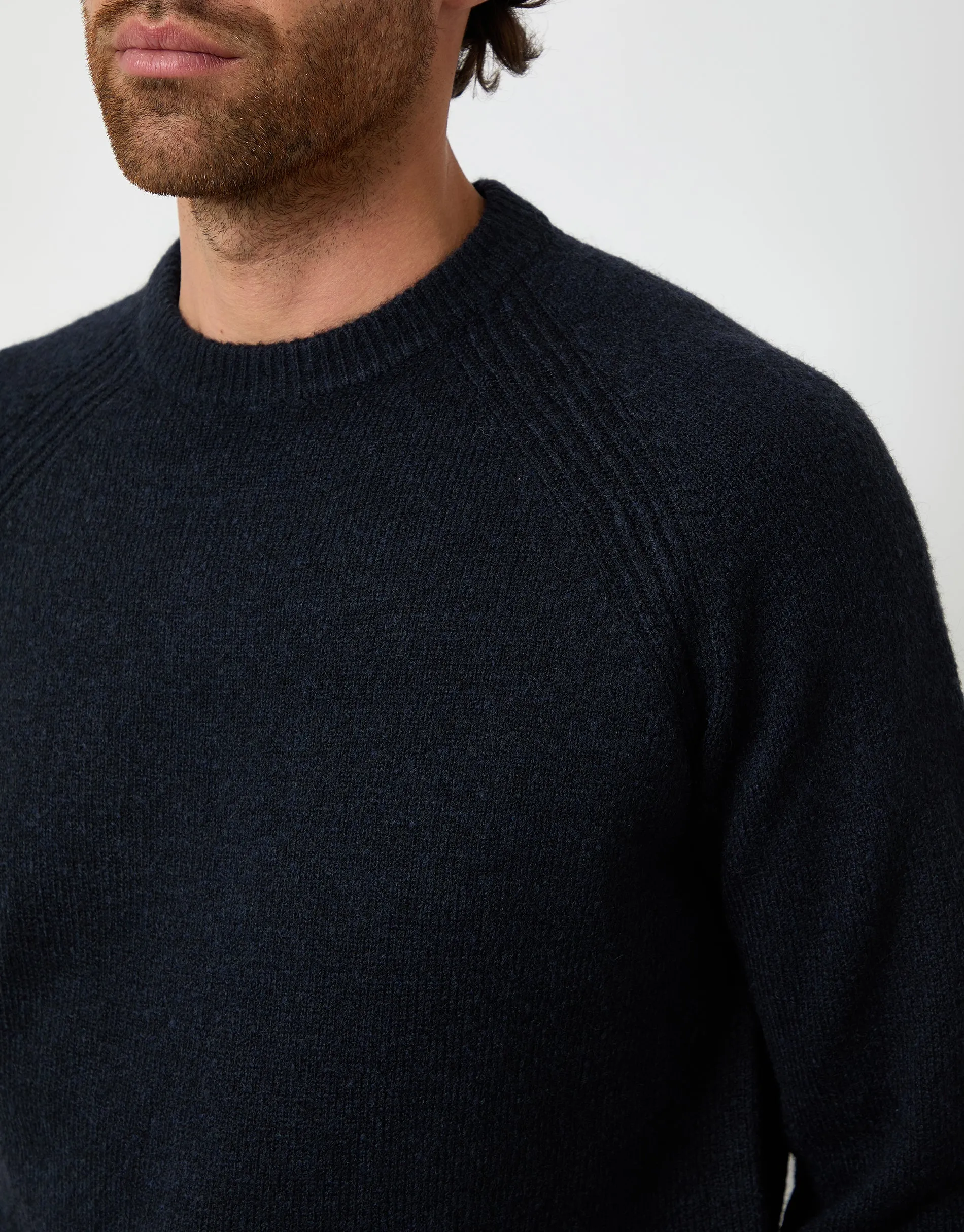 Navy Raglan Rib Knitted Crew Neck Jumper sold by Threadbare product image thumbnail 4