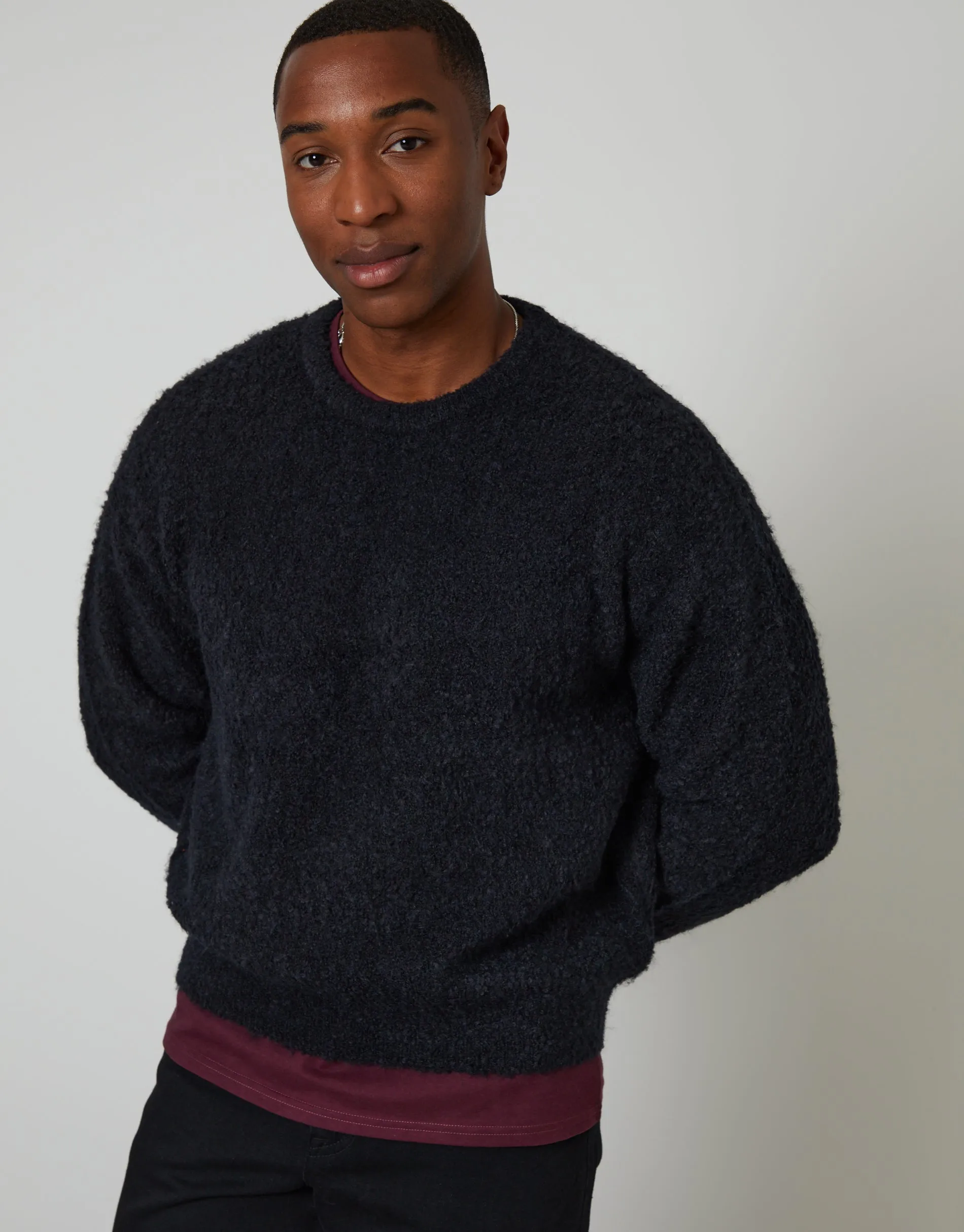 Navy Fluffy Knit Crew Neck Jumper sold by Threadbare product image thumbnail 4