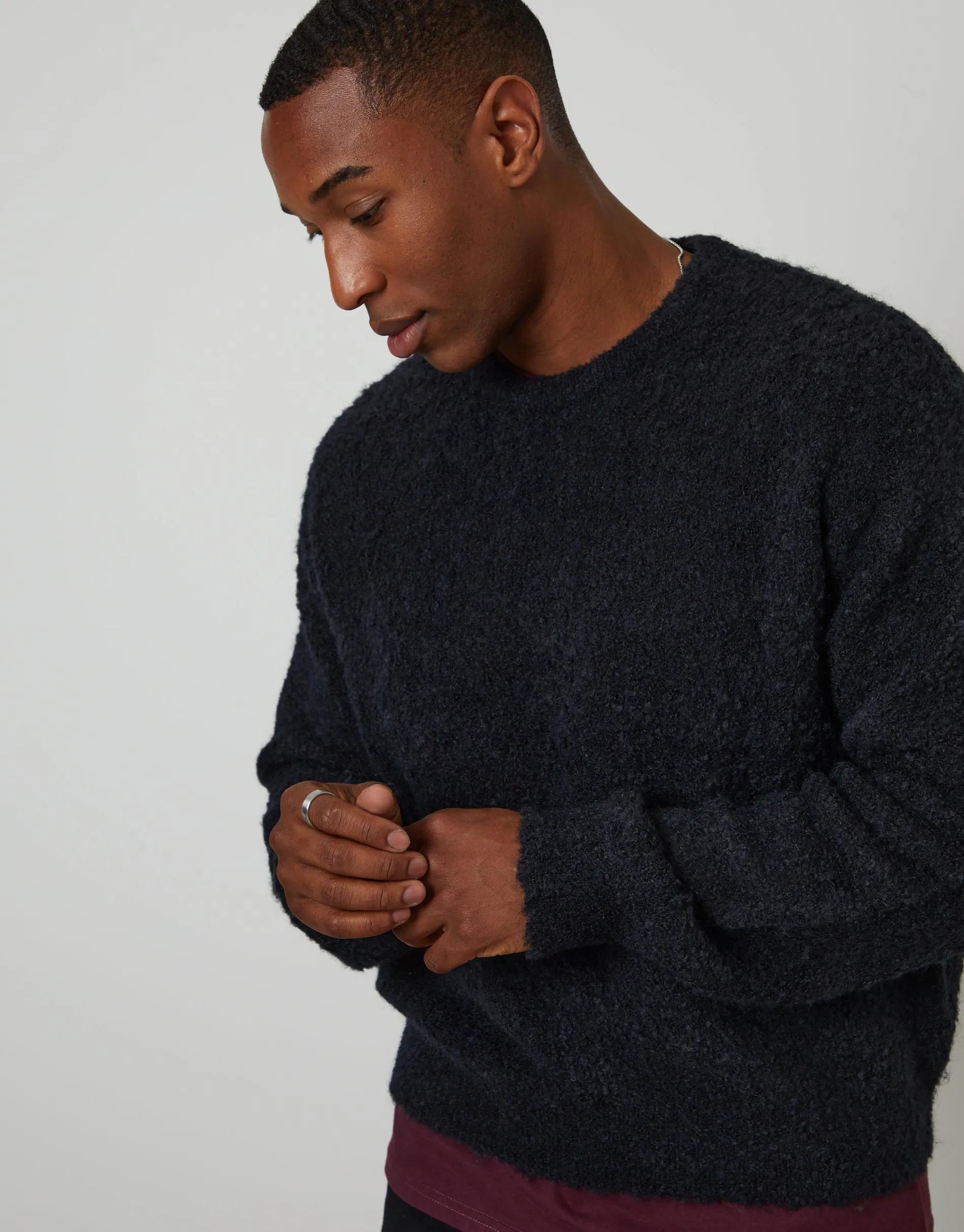 Navy Fluffy Knit Crew Neck Jumper sold by Threadbare