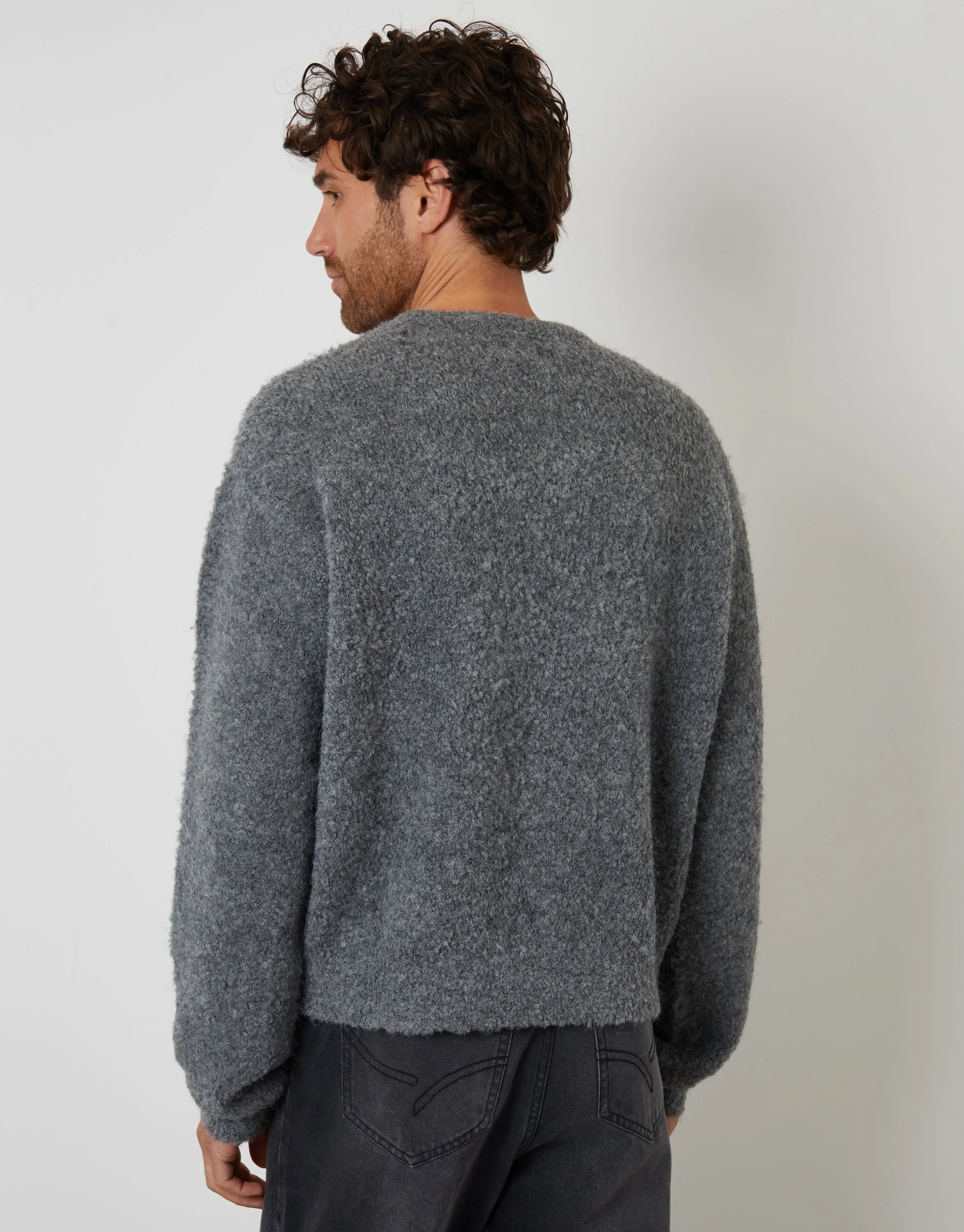 Grey Fluffy Knit Crew Neck Jumper sold by Threadbare product image thumbnail 2