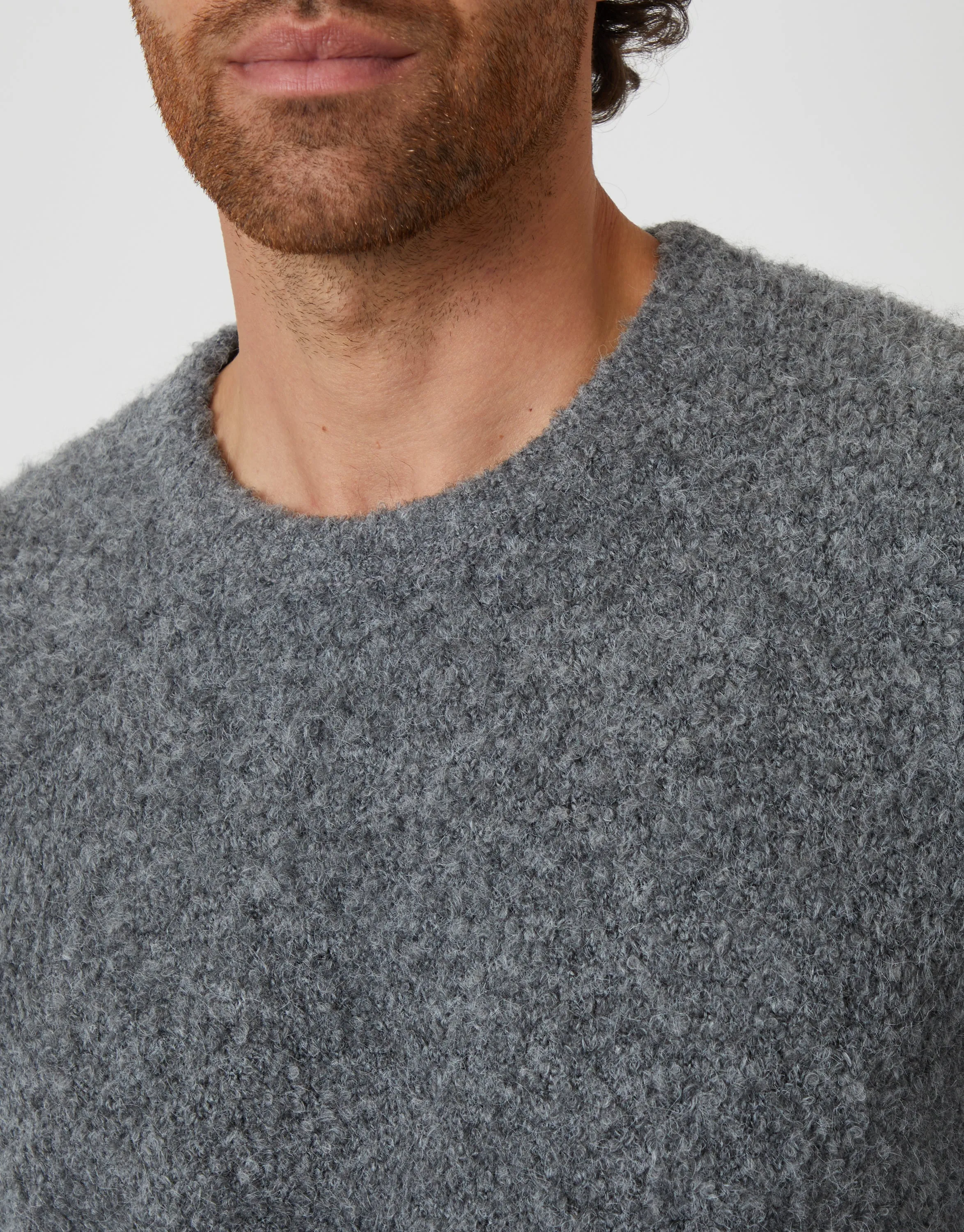 Grey Fluffy Knit Crew Neck Jumper sold by Threadbare product image thumbnail 4